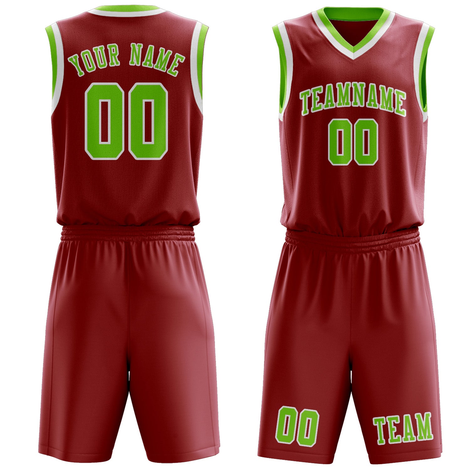 Benutzerdefiniertes Professionelles Rot Smaragdgrün Basketballtrikot-Set