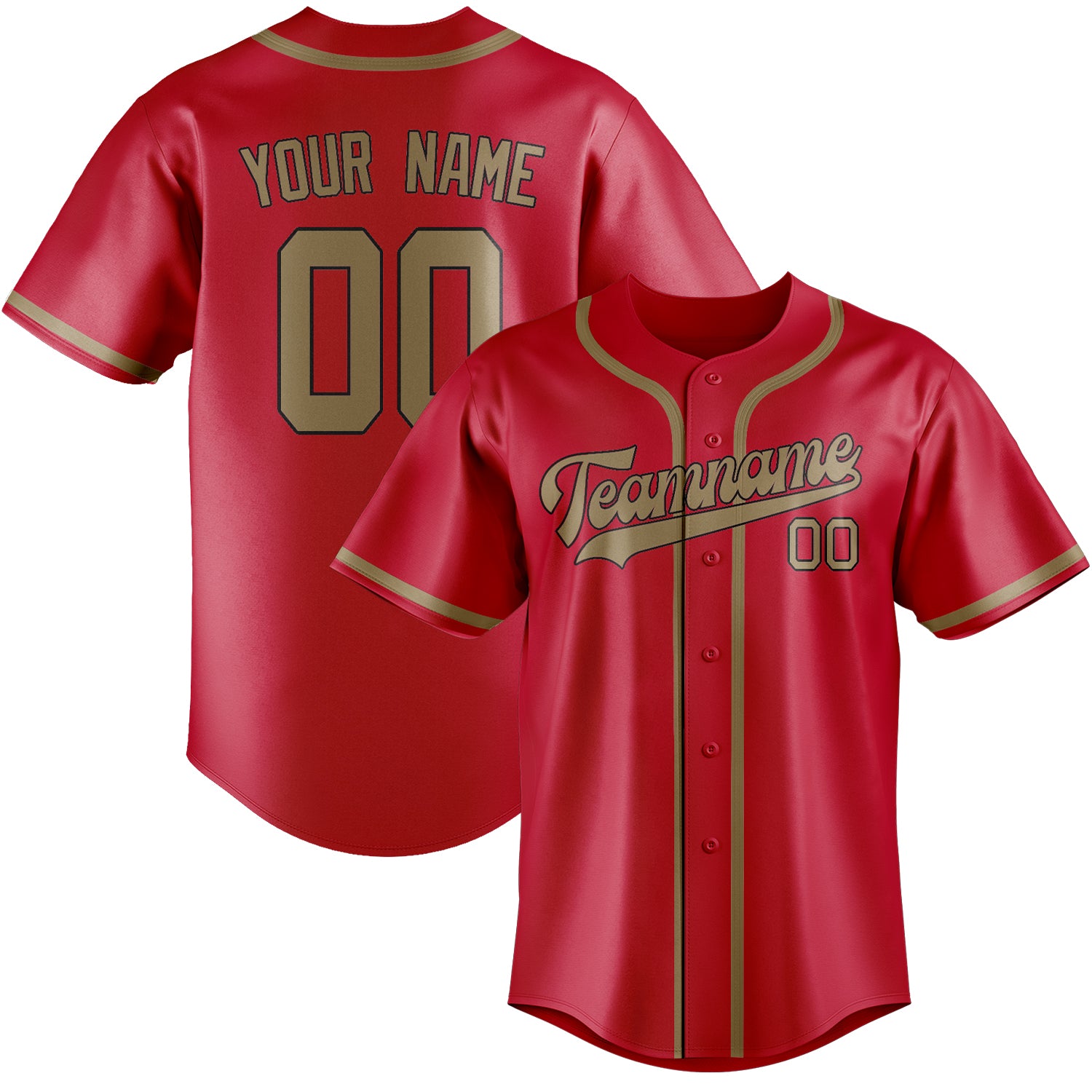 Benutzerdefiniertes Professionelles Rot Hellkhaki Baseballtrikot