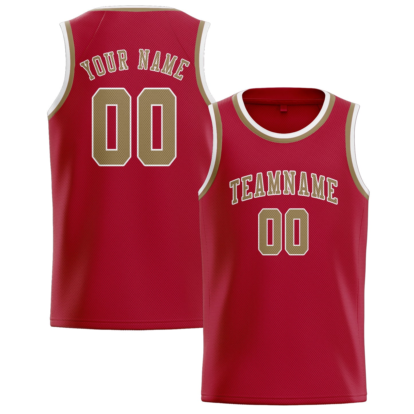 Benutzerdefiniertes Professionelles Rot Hellkhaki Basketballtrikot