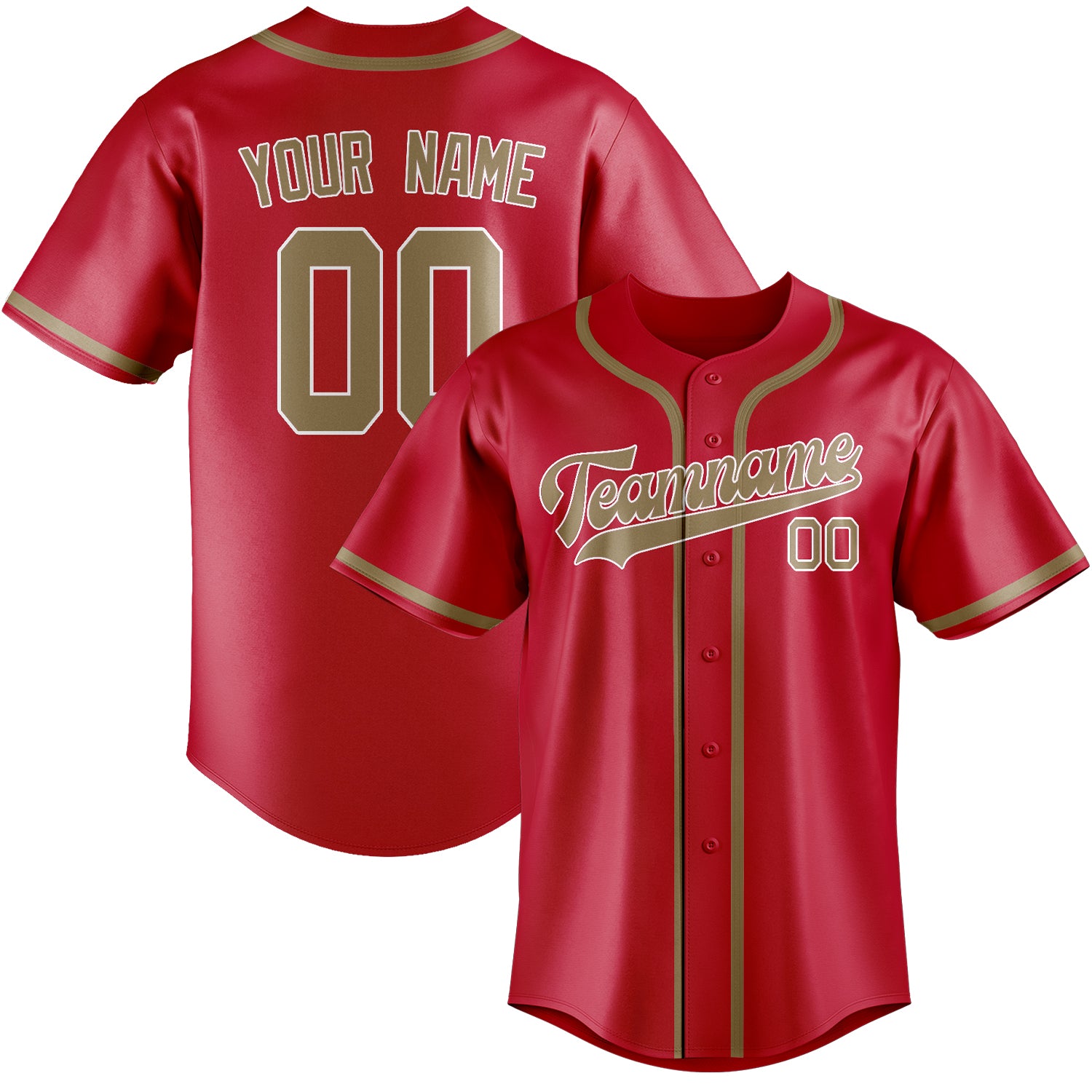 Benutzerdefiniertes Professionelles Rot Hellkhaki Baseballtrikot