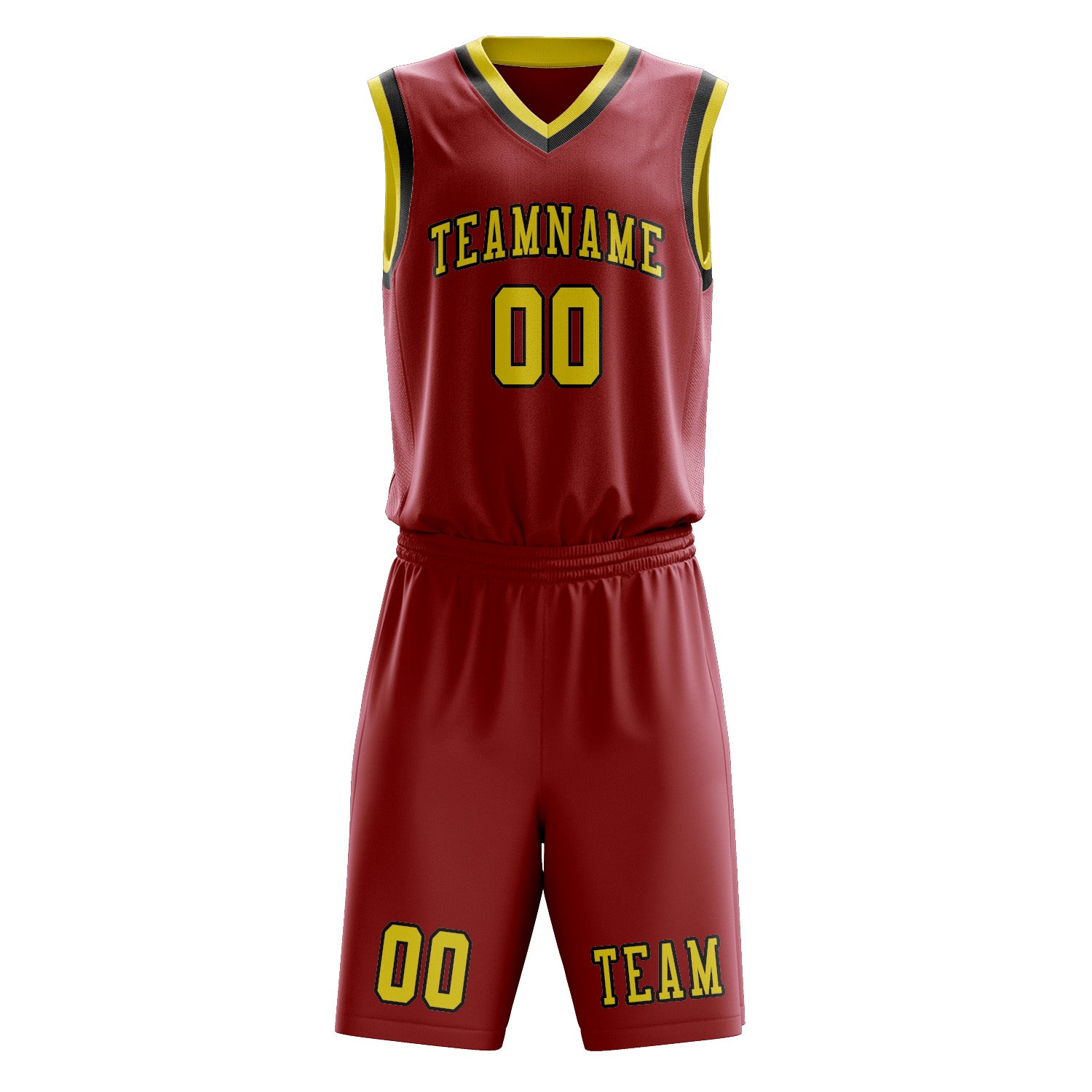 Benutzerdefiniertes Professionelles Rot Blassgelb Basketballtrikot-Set