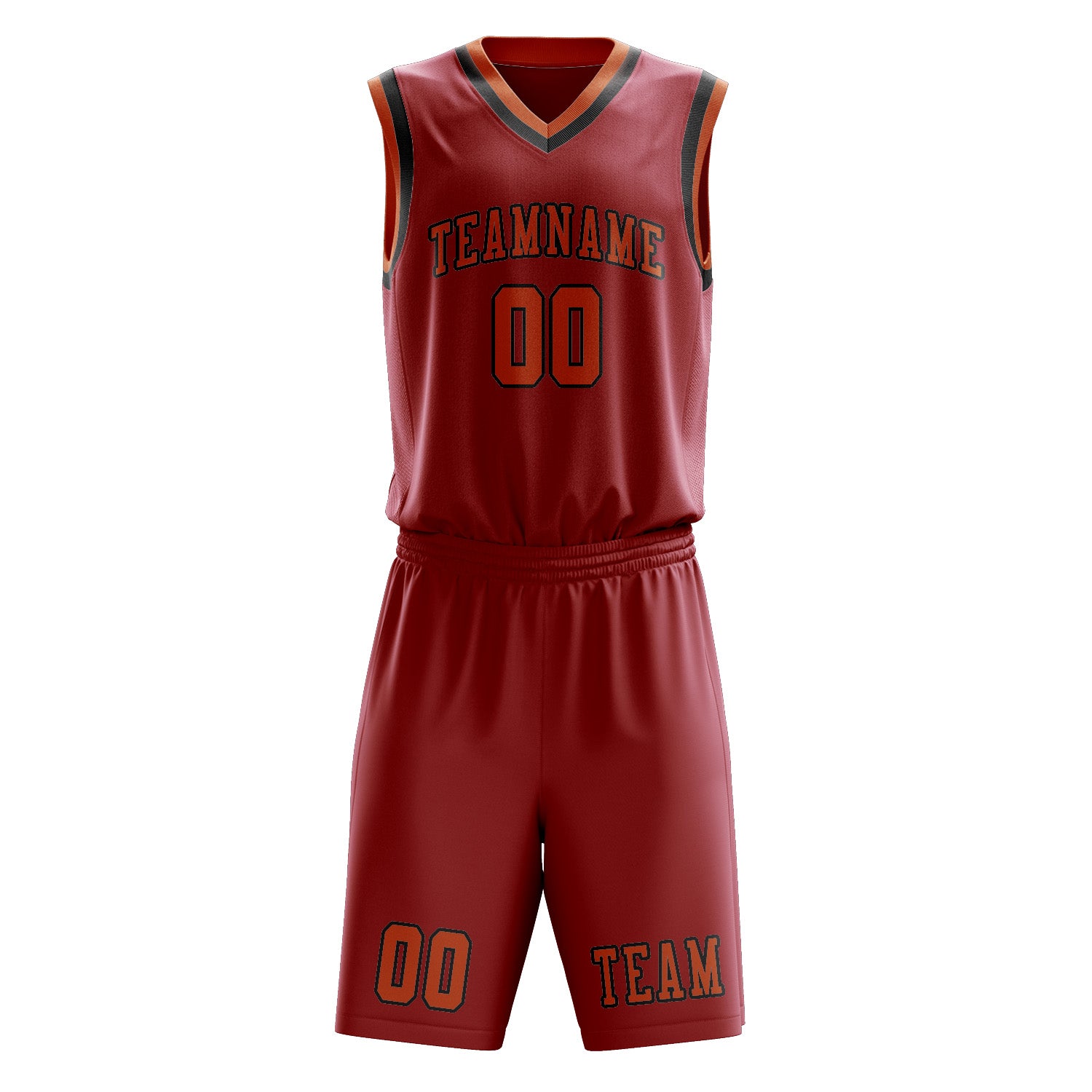 Benutzerdefiniertes Professionelles Rot Orange Basketballtrikot-Set