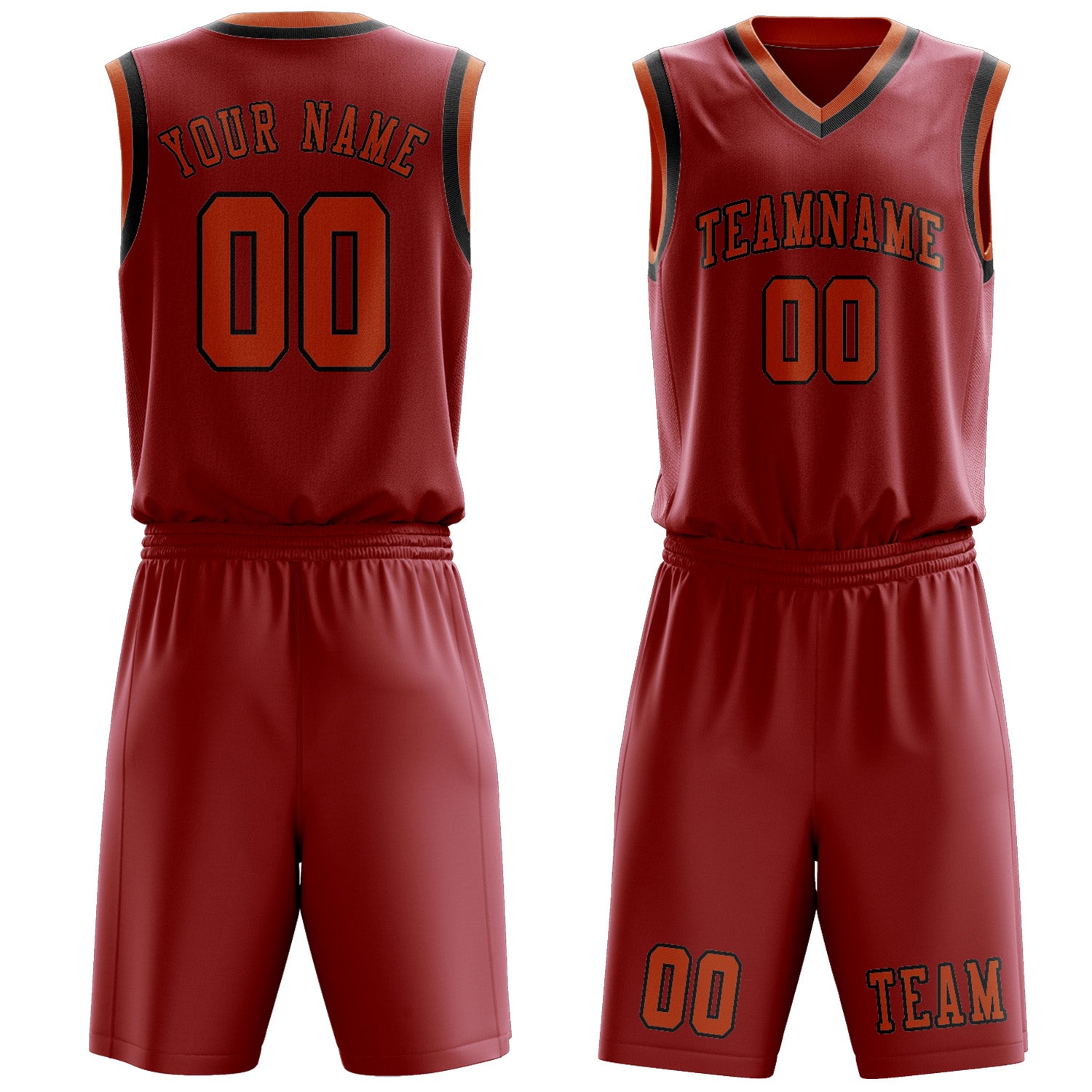 Benutzerdefiniertes Professionelles Rot Orange Basketballtrikot-Set