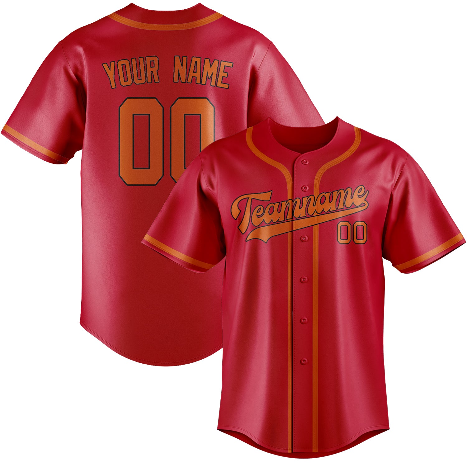 Benutzerdefiniertes Professionelles Rot Orange Baseballtrikot