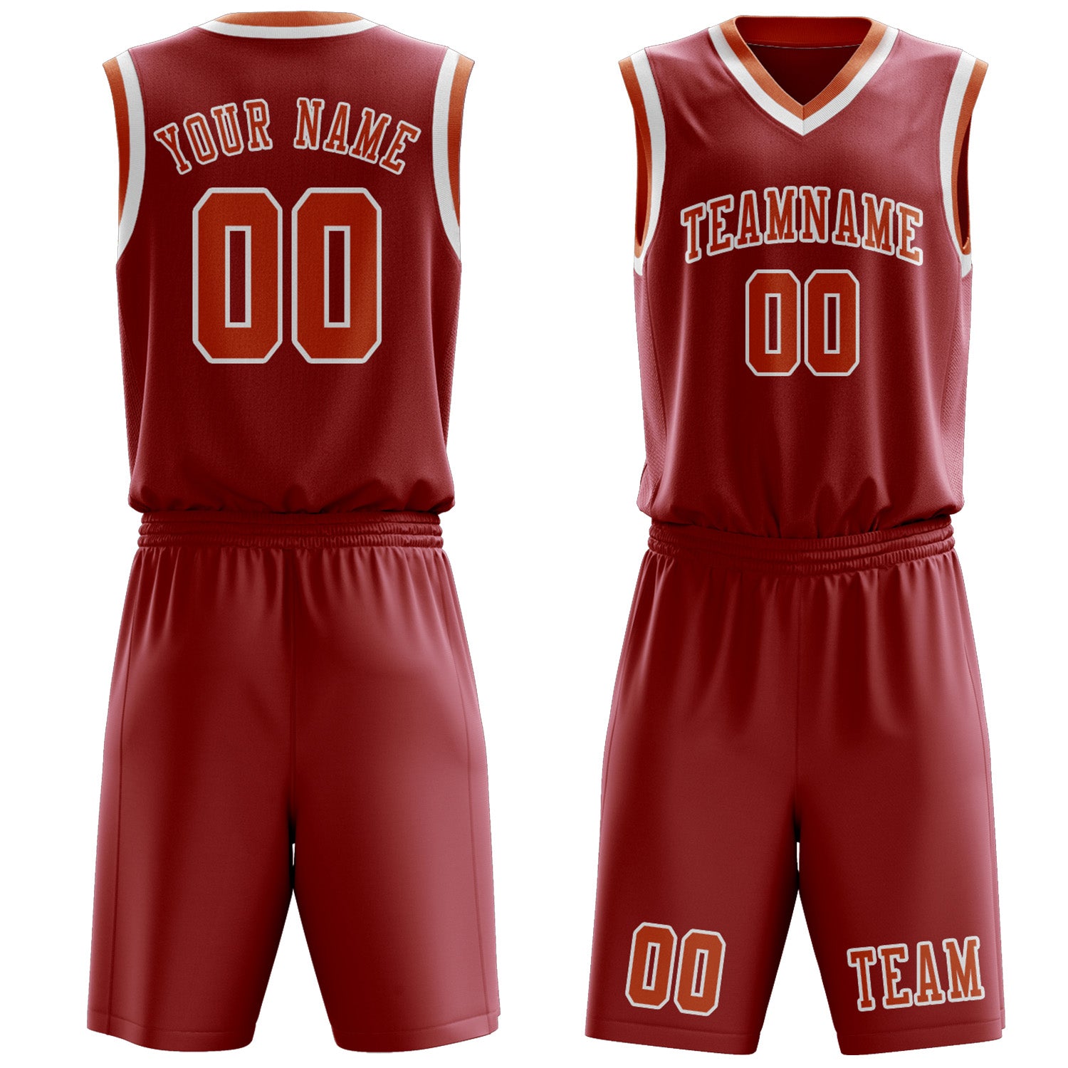 Benutzerdefiniertes Professionelles Rot Orange Basketballtrikot-Set