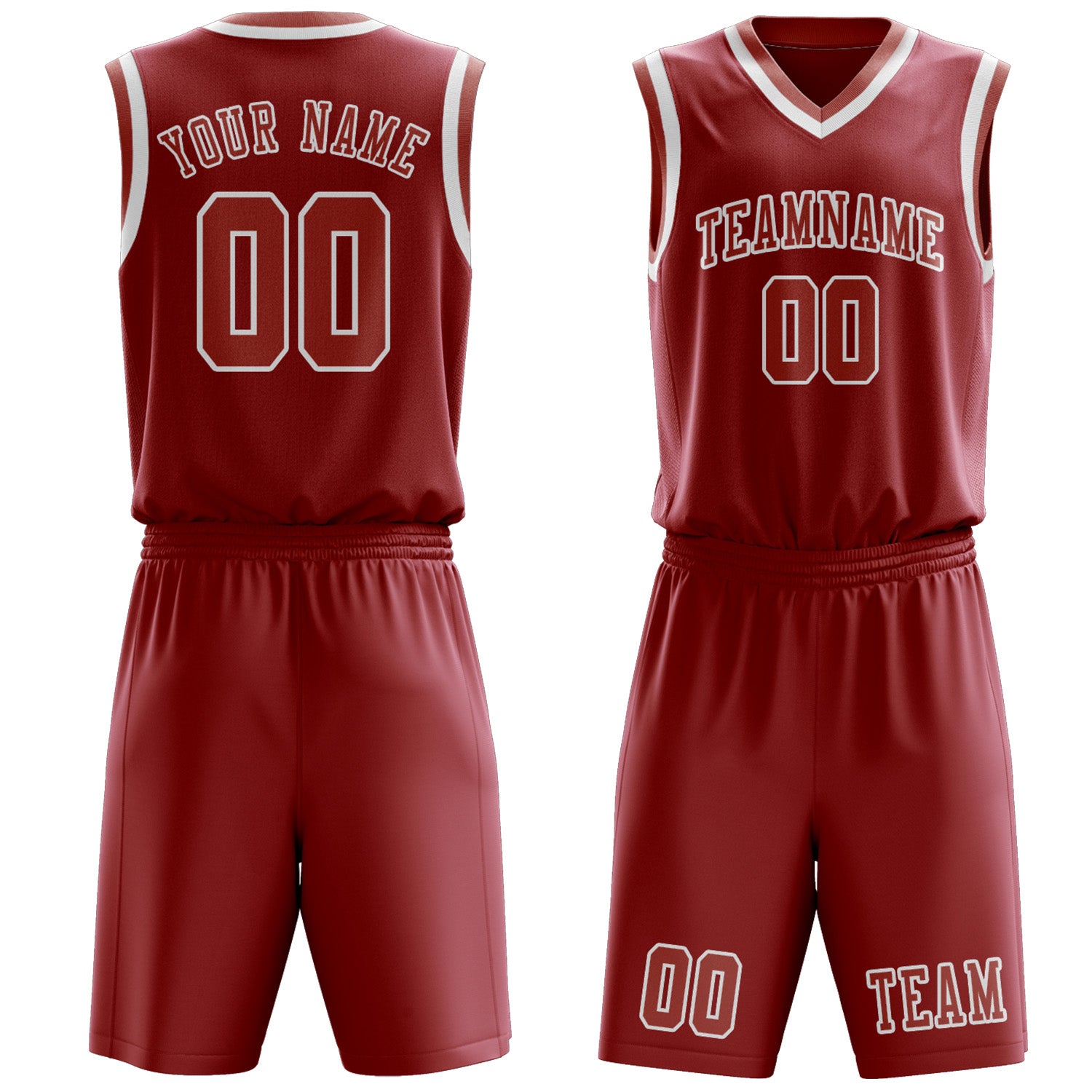 Benutzerdefiniertes Professionelles Rot Kupferrose Basketballtrikot-Set