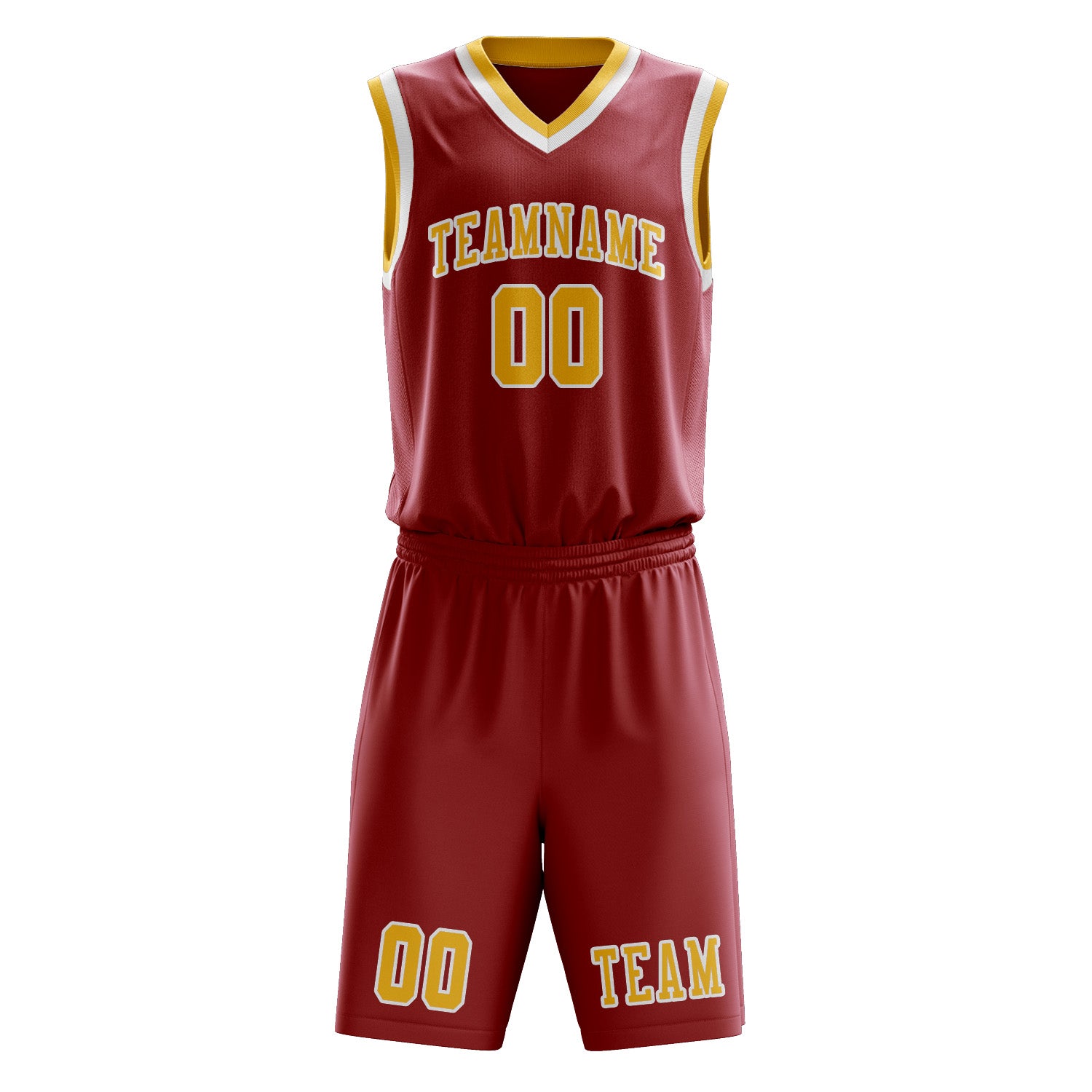 Benutzerdefiniertes Professionelles Rot Gold Basketballtrikot-Set