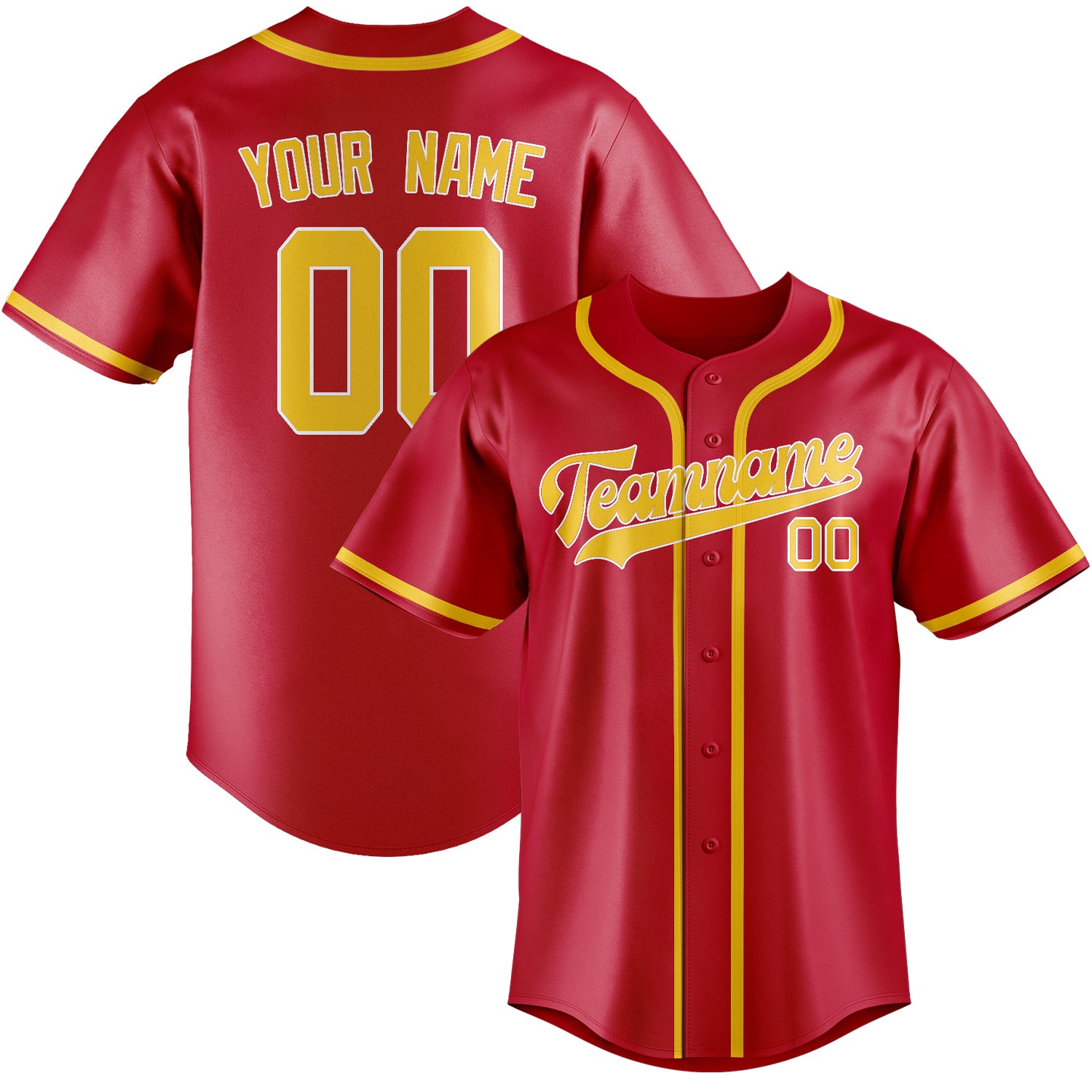 Benutzerdefiniertes Professionelles Rot Gold Baseballtrikot