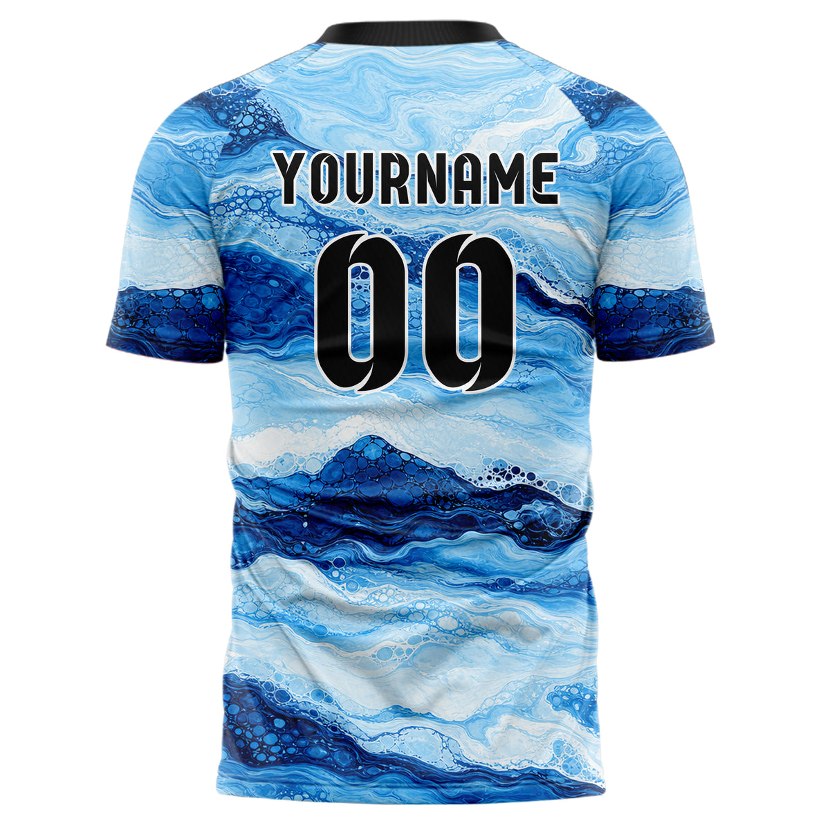 Hellblau klassisches Marmor Ribbon Pools Design 14-0016 individuelles Fußballtrikot back