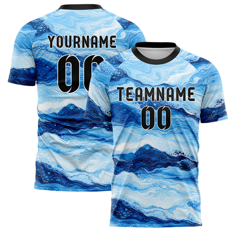 Hellblau klassisches Marmor Ribbon Pools Design 14-0016 individuelles Fußballtrikot main
