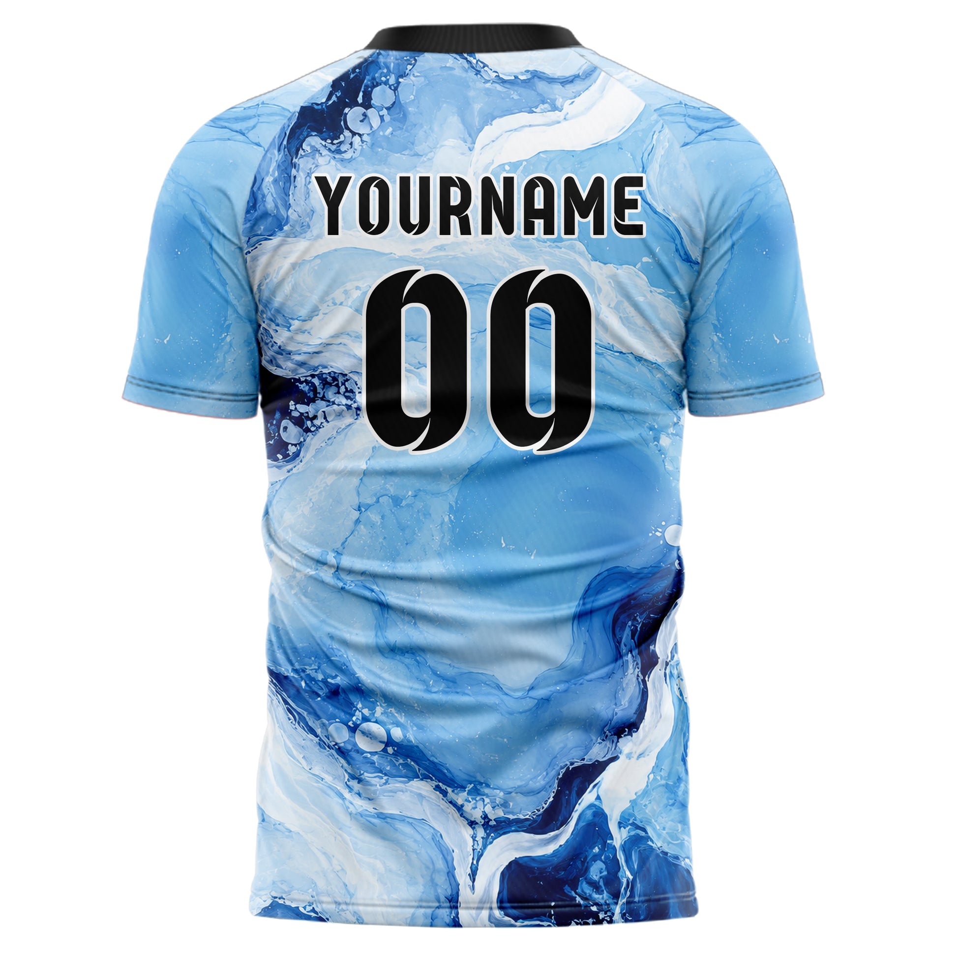 Hellblau klassisches Marmor Ribbon Pools Design 14-0040 individuelles Fußballtrikot back