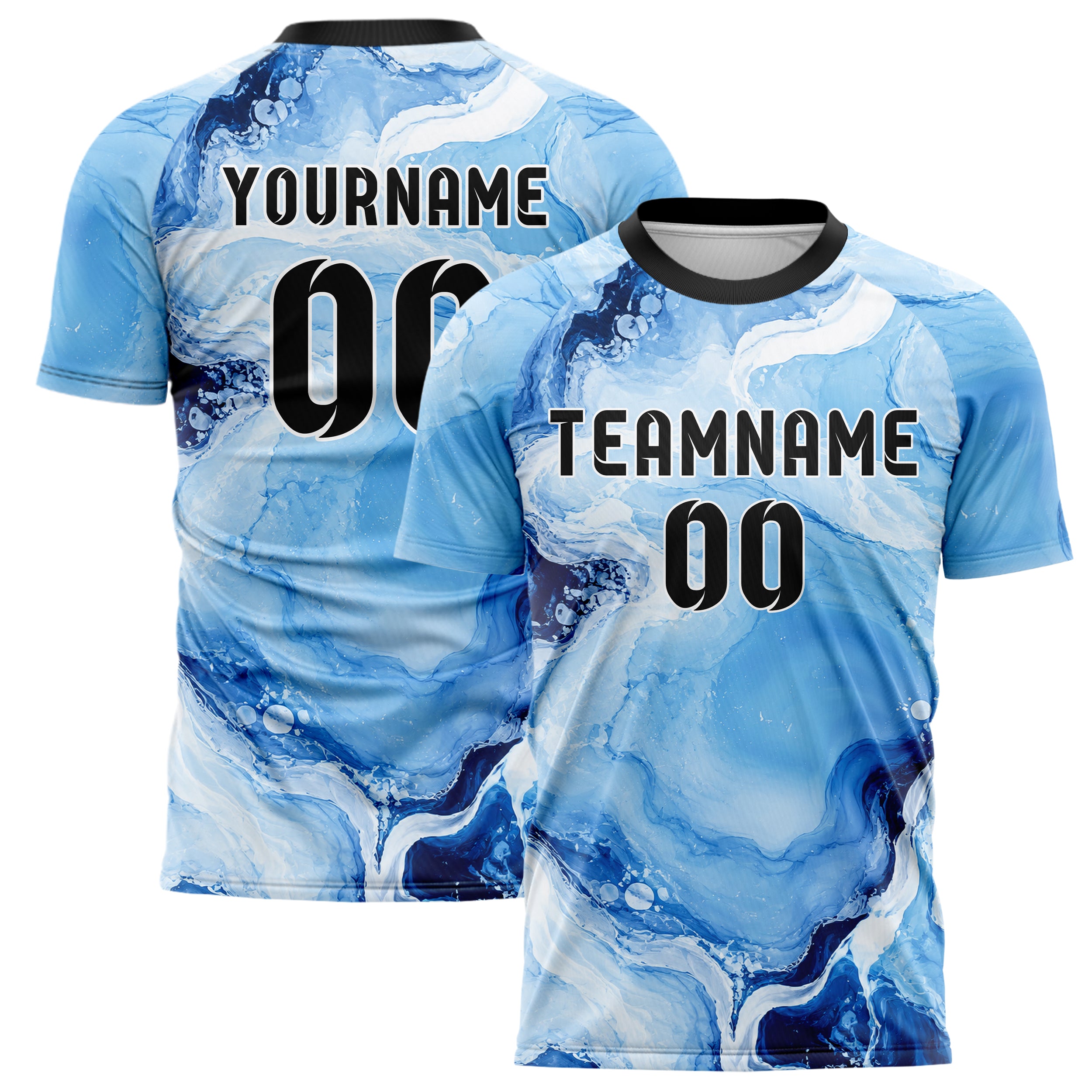 Hellblau klassisches Marmor Ribbon Pools Design 14-0040 individuelles Fußballtrikot main