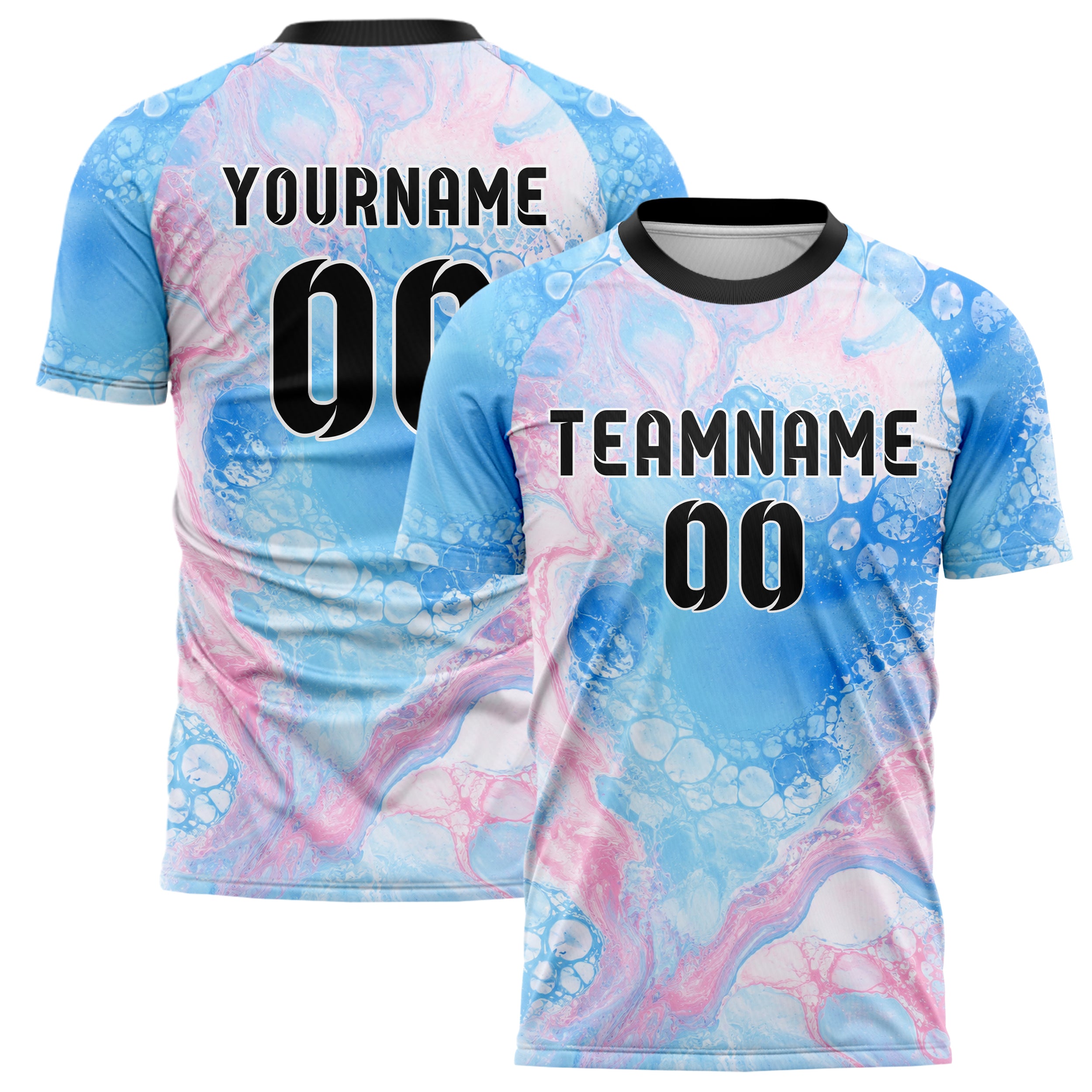 Himmelblau pastelliges Marmor Acrylic Pour Design 14-0023 individuelles Fußballtrikot main