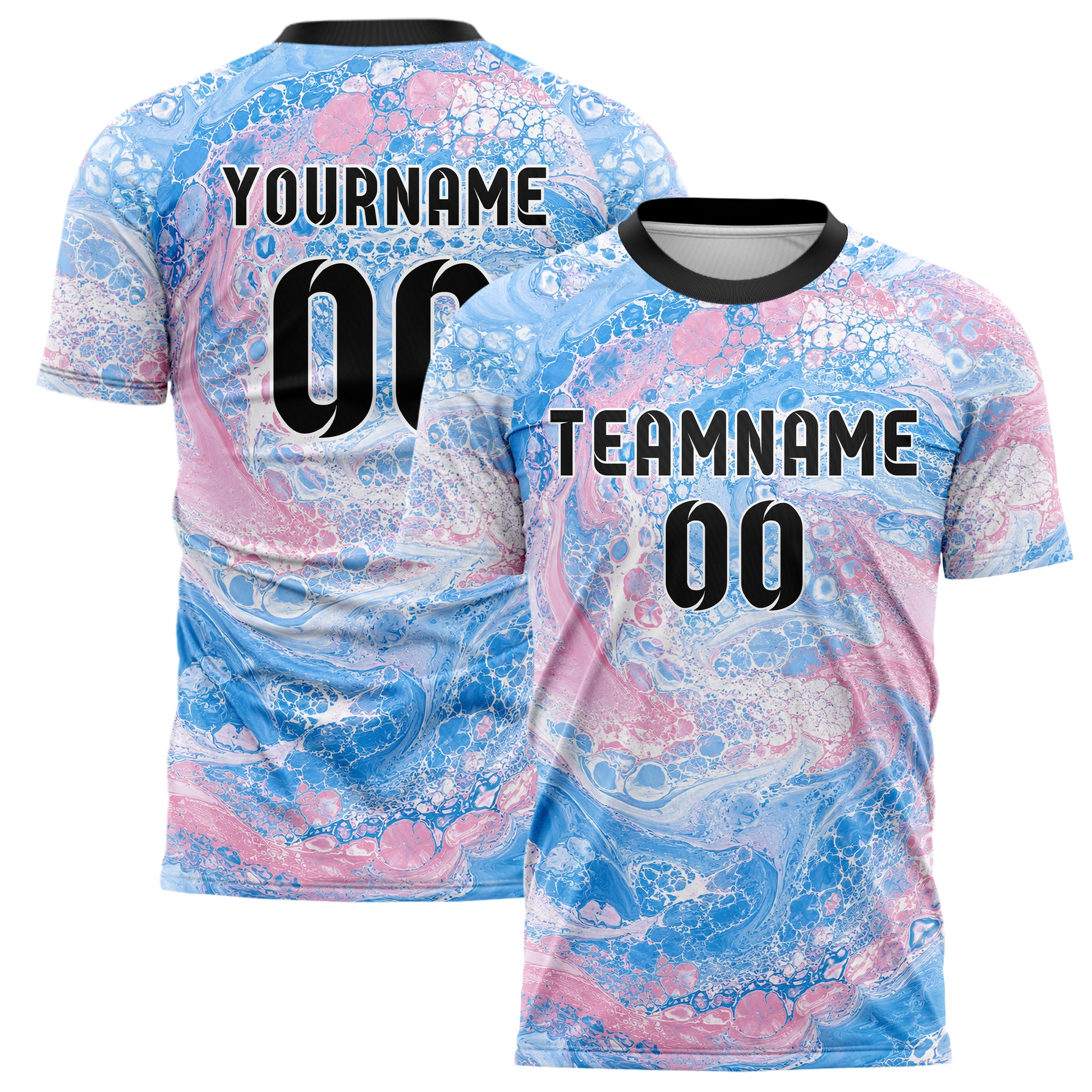 Himmelblau pastelliges Marmor Acrylic Pour Design 14-0035 individuelles Fußballtrikot main