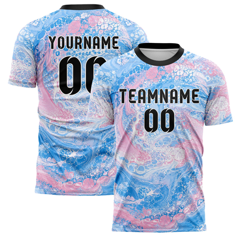 Himmelblau pastelliges Marmor Acrylic Pour Design 14-0035 individuelles Fußballtrikot main