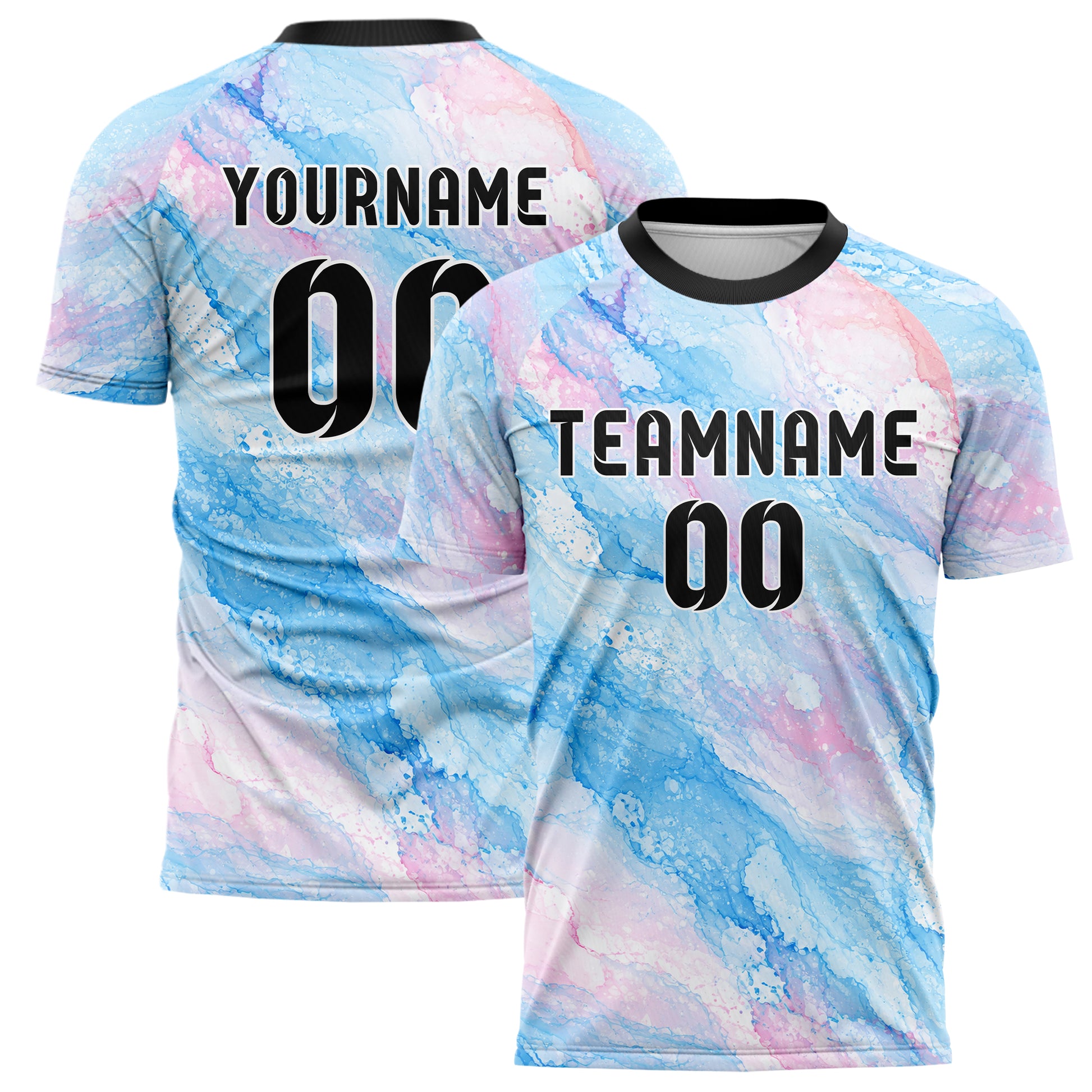 Himmelblau pastelliges Marmor Alcohol Ink Water Design 14-0008 individuelles Fußballtrikot main