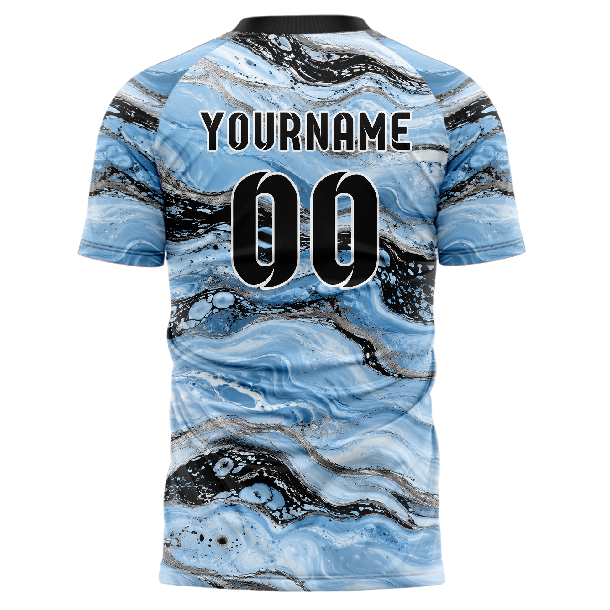 Puderblau lebendiges Marmor Luxury Marble Veins Design 14-0009 individuelles Fußballtrikot back