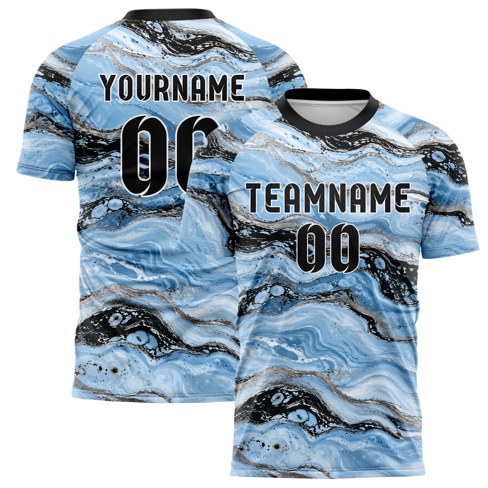 Puderblau lebendiges Marmor Luxury Marble Veins Design 14-0009 individuelles Fußballtrikot main