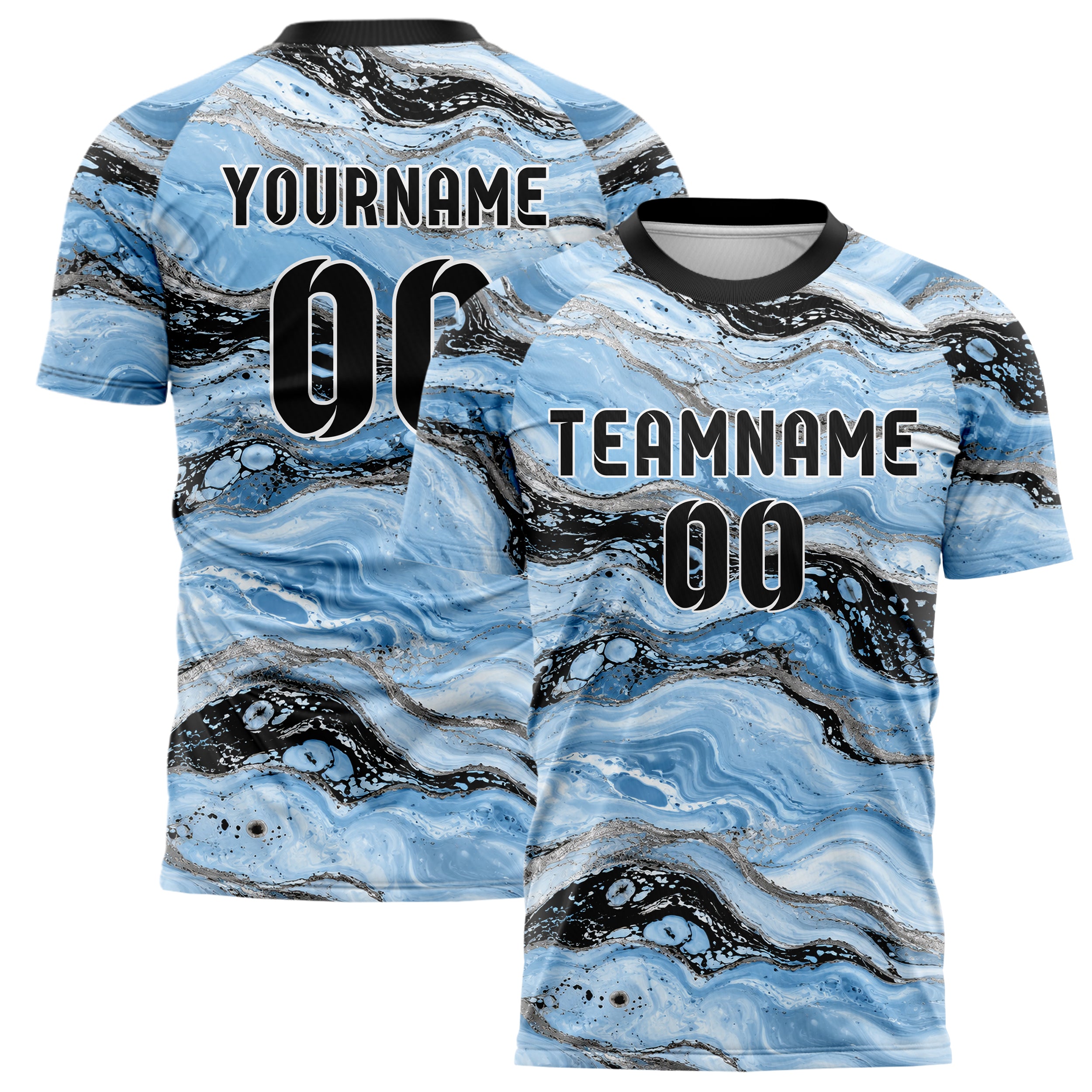 Puderblau lebendiges Marmor Luxury Marble Veins Design 14-0009 individuelles Fußballtrikot main