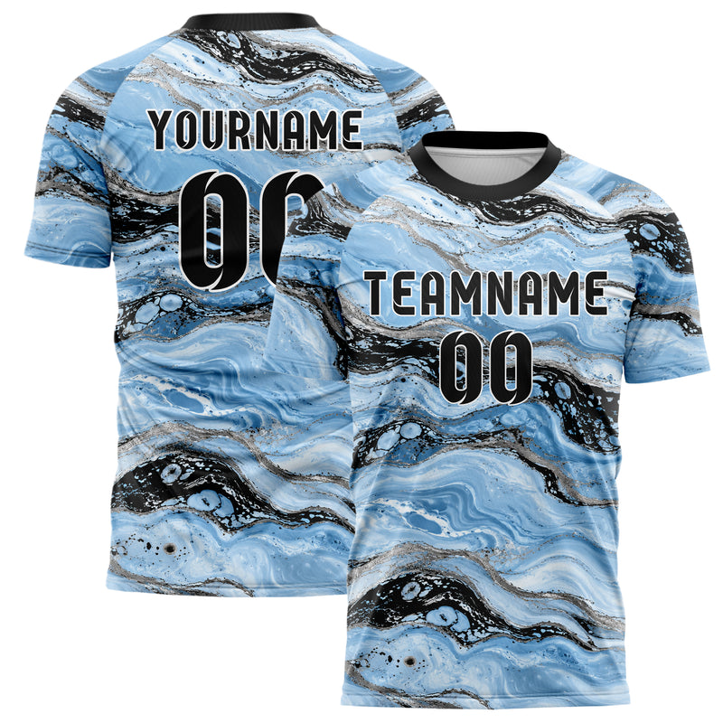 Puderblau lebendiges Marmor Luxury Marble Veins Design 14-0009 individuelles Fußballtrikot main