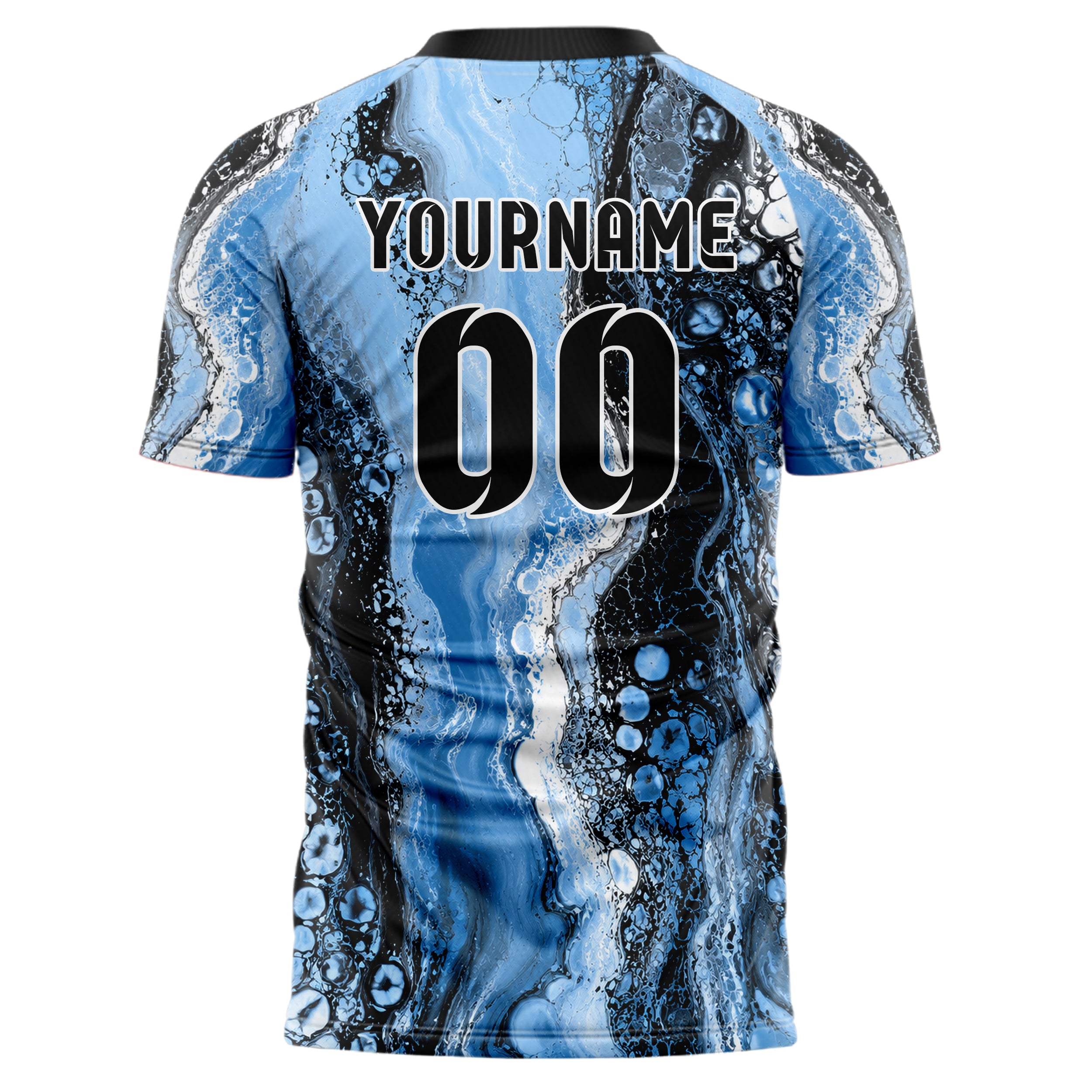 Puderblau lebendiges Marmor Luxury Marble Veins Design 14-0051 individuelles Fußballtrikot back