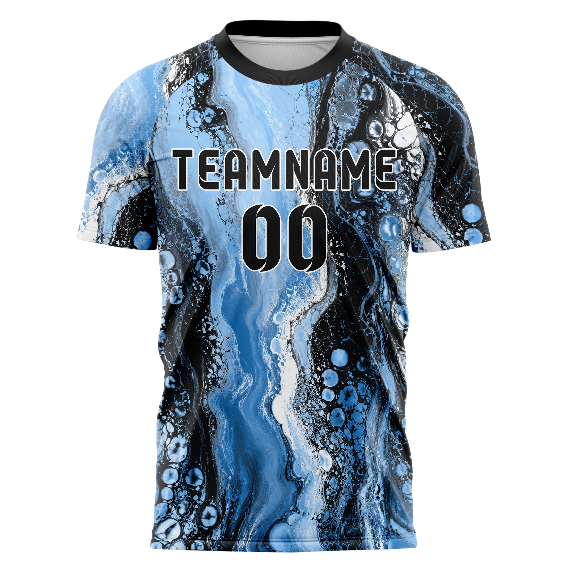 Puderblau lebendiges Marmor Luxury Marble Veins Design 14-0051 individuelles Fußballtrikot front