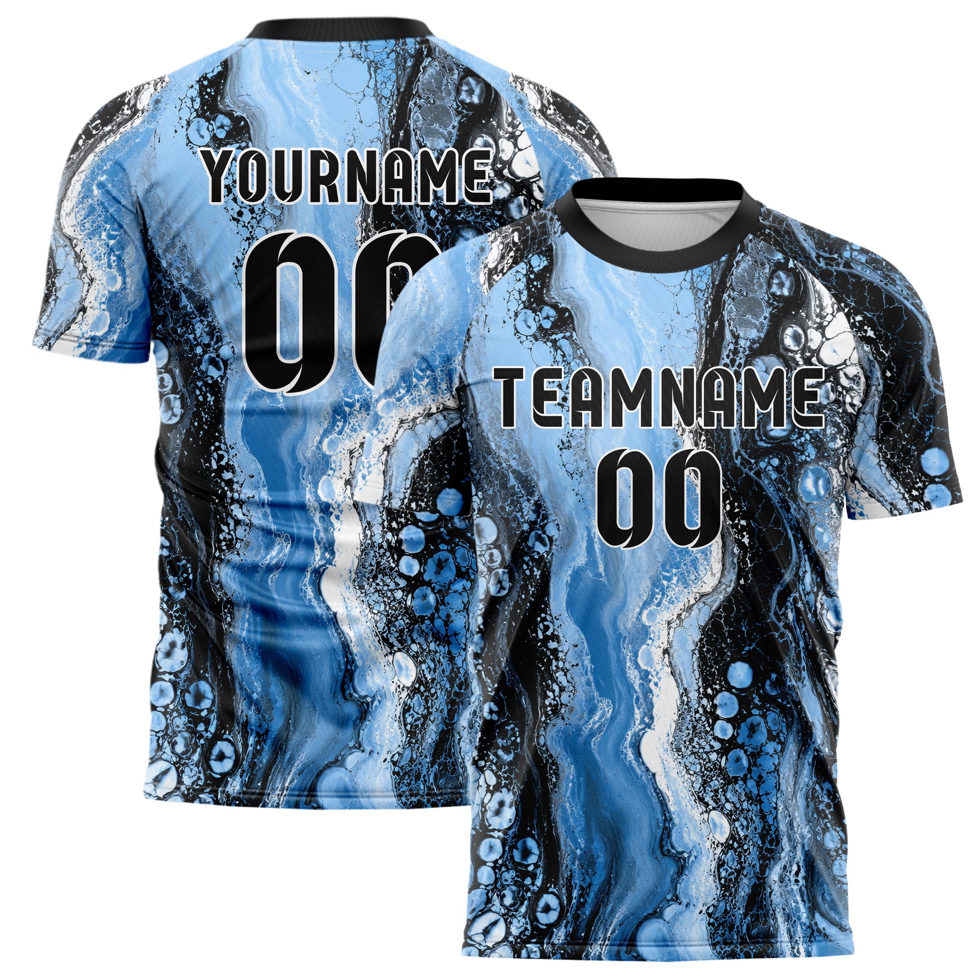 Puderblau lebendiges Marmor Luxury Marble Veins Design 14-0051 individuelles Fußballtrikot main