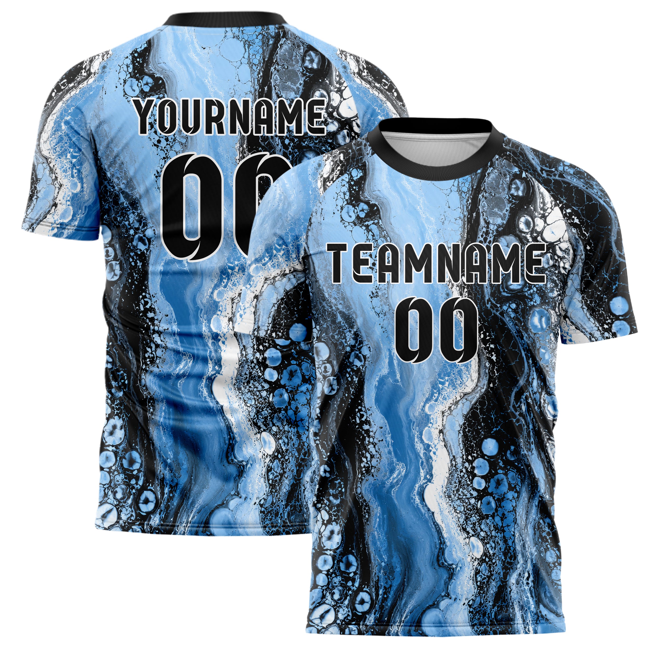 Puderblau lebendiges Marmor Luxury Marble Veins Design 14-0051 individuelles Fußballtrikot main