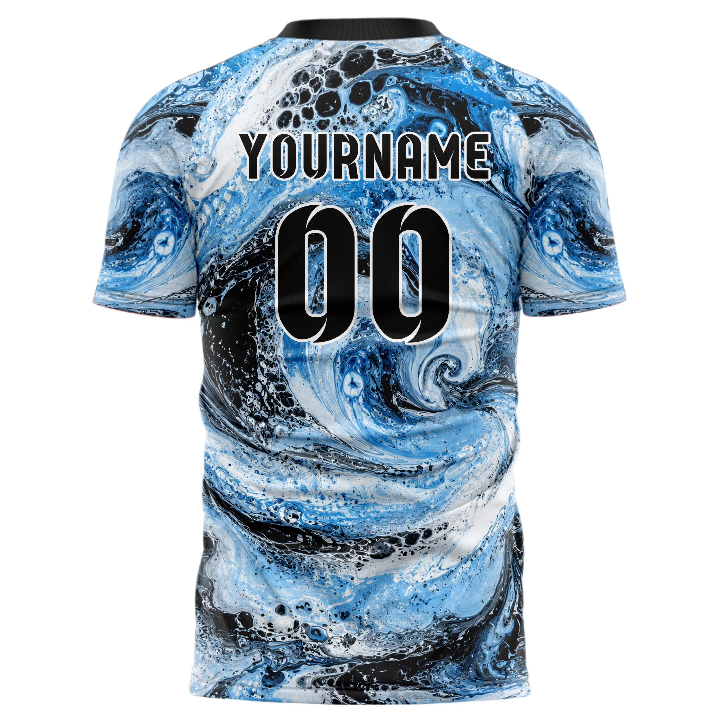 Puderblau lebendiges Marmor Ocean Wave Fluid Design 14-0018 individuelles Fußballtrikot back