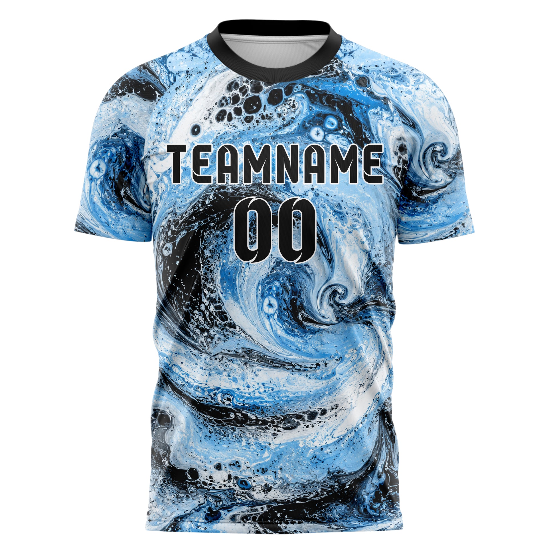 Puderblau lebendiges Marmor Ocean Wave Fluid Design 14-0018 individuelles Fußballtrikot front