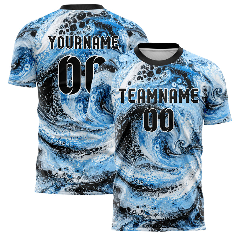 Puderblau lebendiges Marmor Ocean Wave Fluid Design 14-0018 individuelles Fußballtrikot main