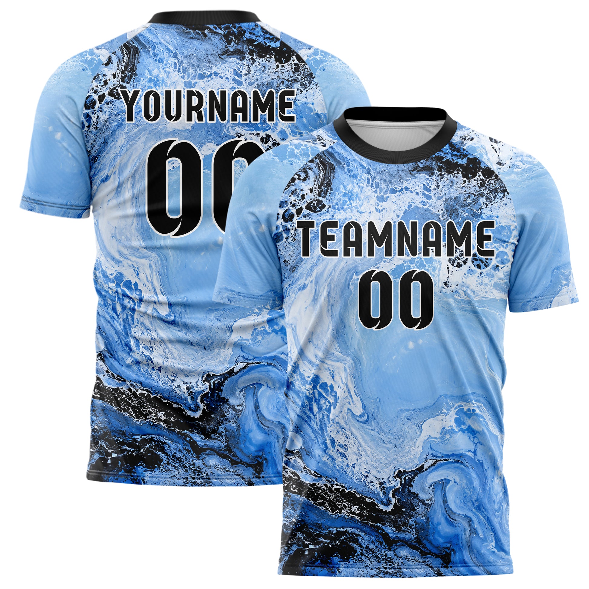 Puderblau lebendiges Marmor Ocean Wave Fluid Design 14-0030 individuelles Fußballtrikot main