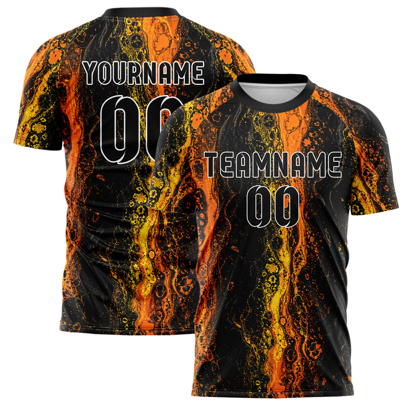 Schwarz dunkles Marmor Acrylic Pour Design 14-0011 individuelles Fußballtrikot main