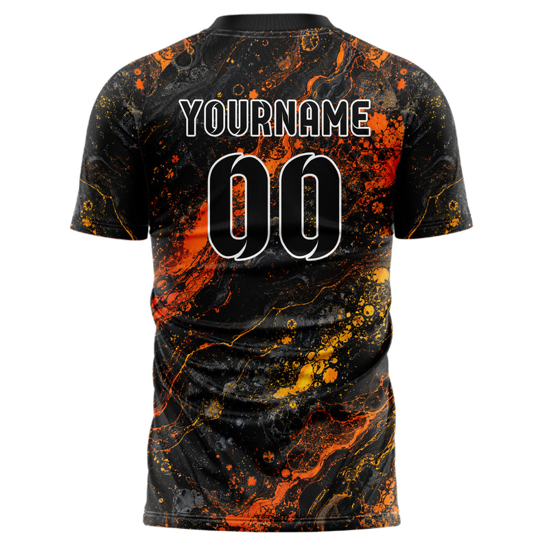 Schwarz dunkles Marmor Alcohol Ink Water Design 14-0014 individuelles Fußballtrikot back