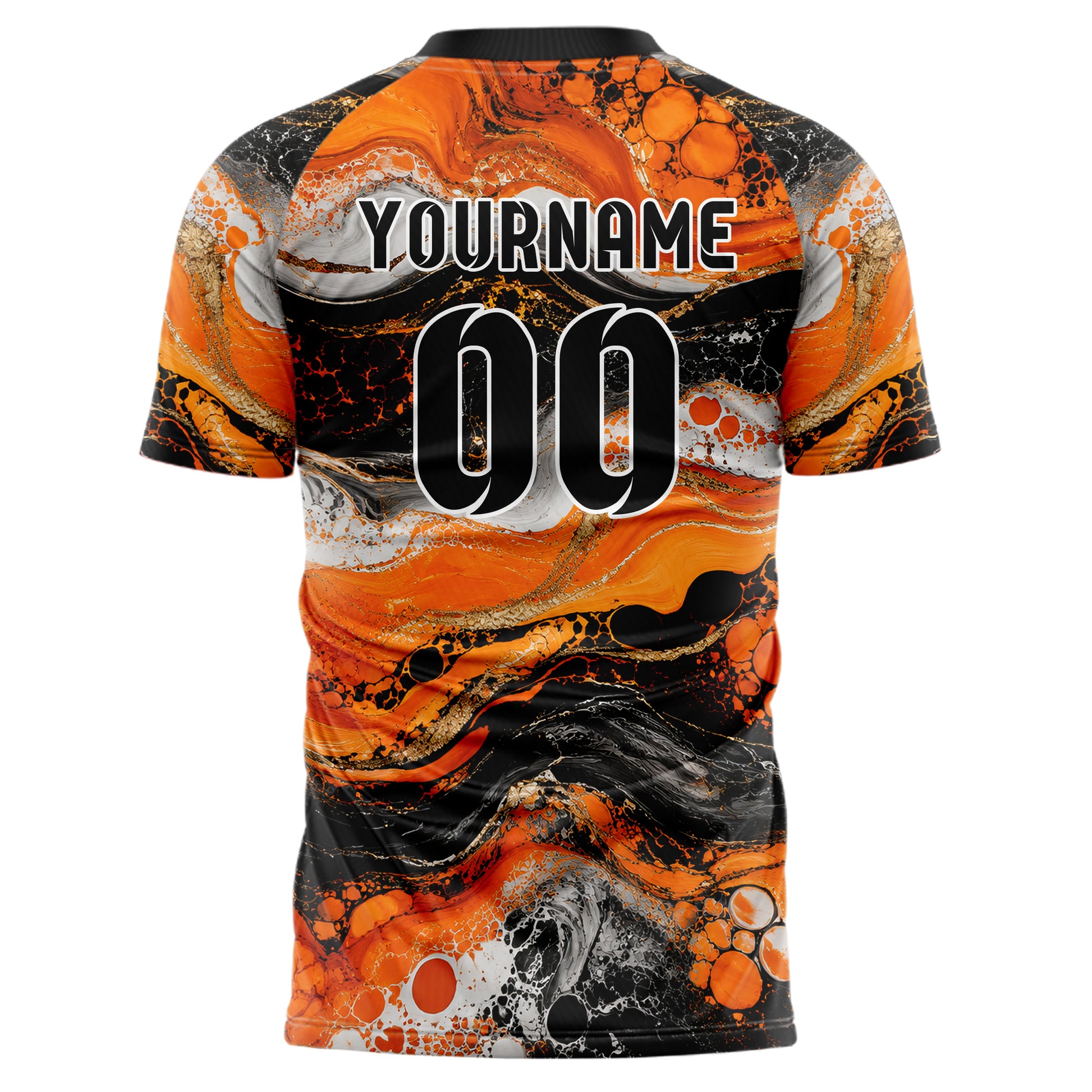 Orange lebendiges Marmor Liquid Cells Design 14-0025 individuelles Fußballtrikot back