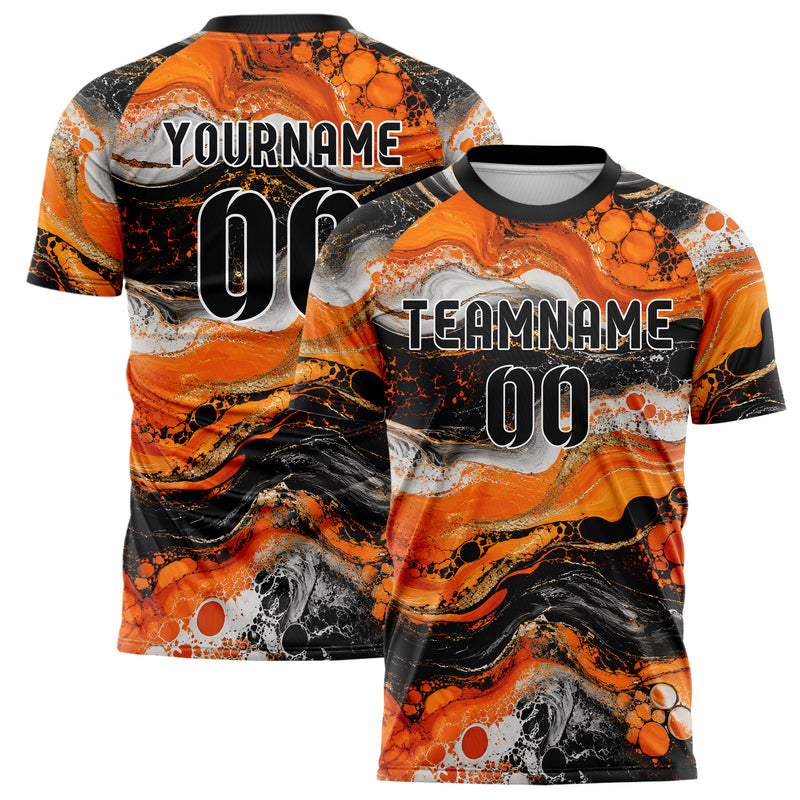 Orange lebendiges Marmor Liquid Cells Design 14-0025 individuelles Fußballtrikot main