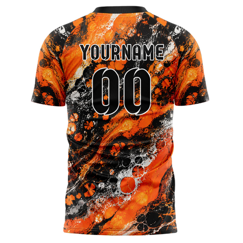 Orange lebendiges Marmor Liquid Cells Design 14-0031 individuelles Fußballtrikot back