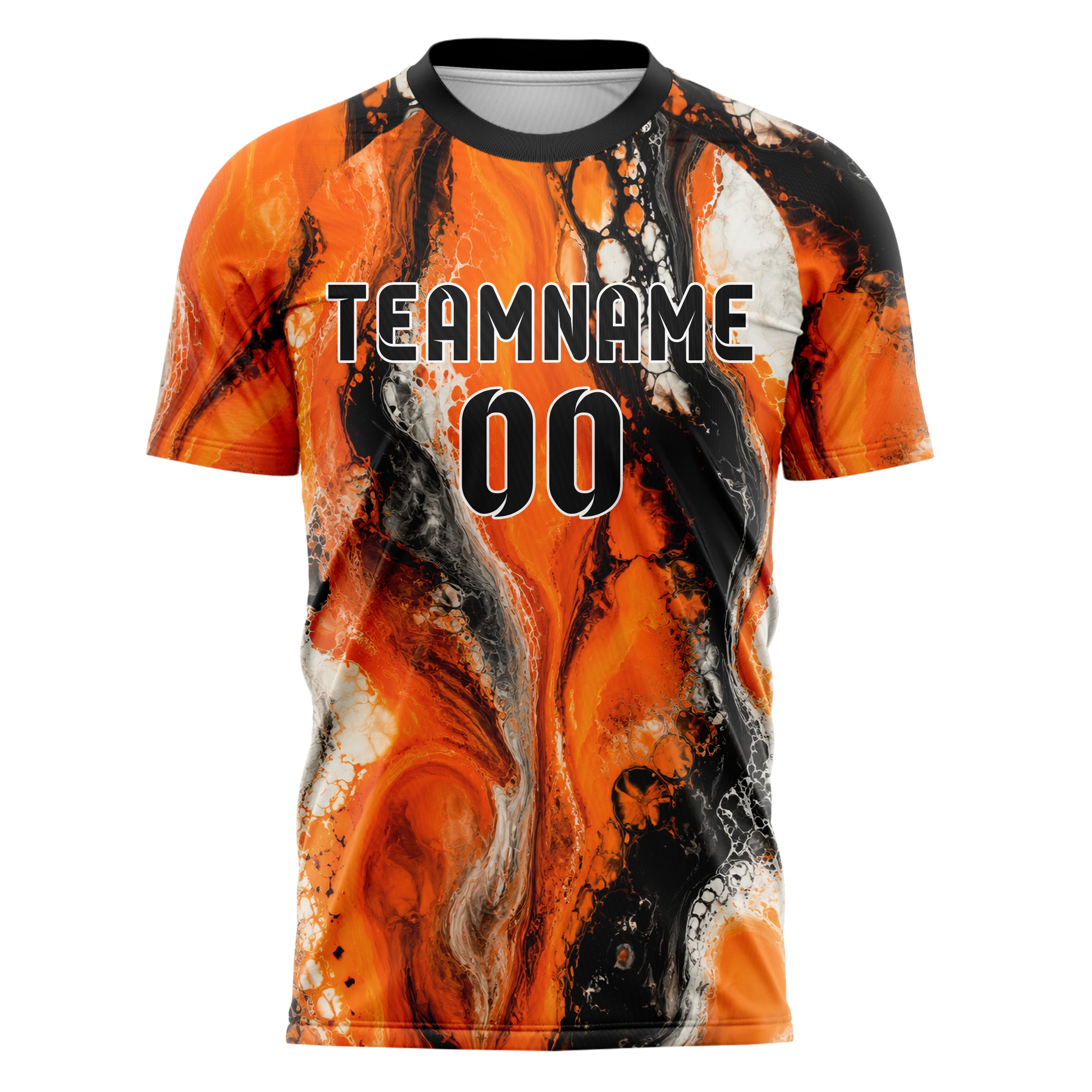Orange lebendiges Marmor Ribbon Pools Design 14-0022 individuelles Fußballtrikot front