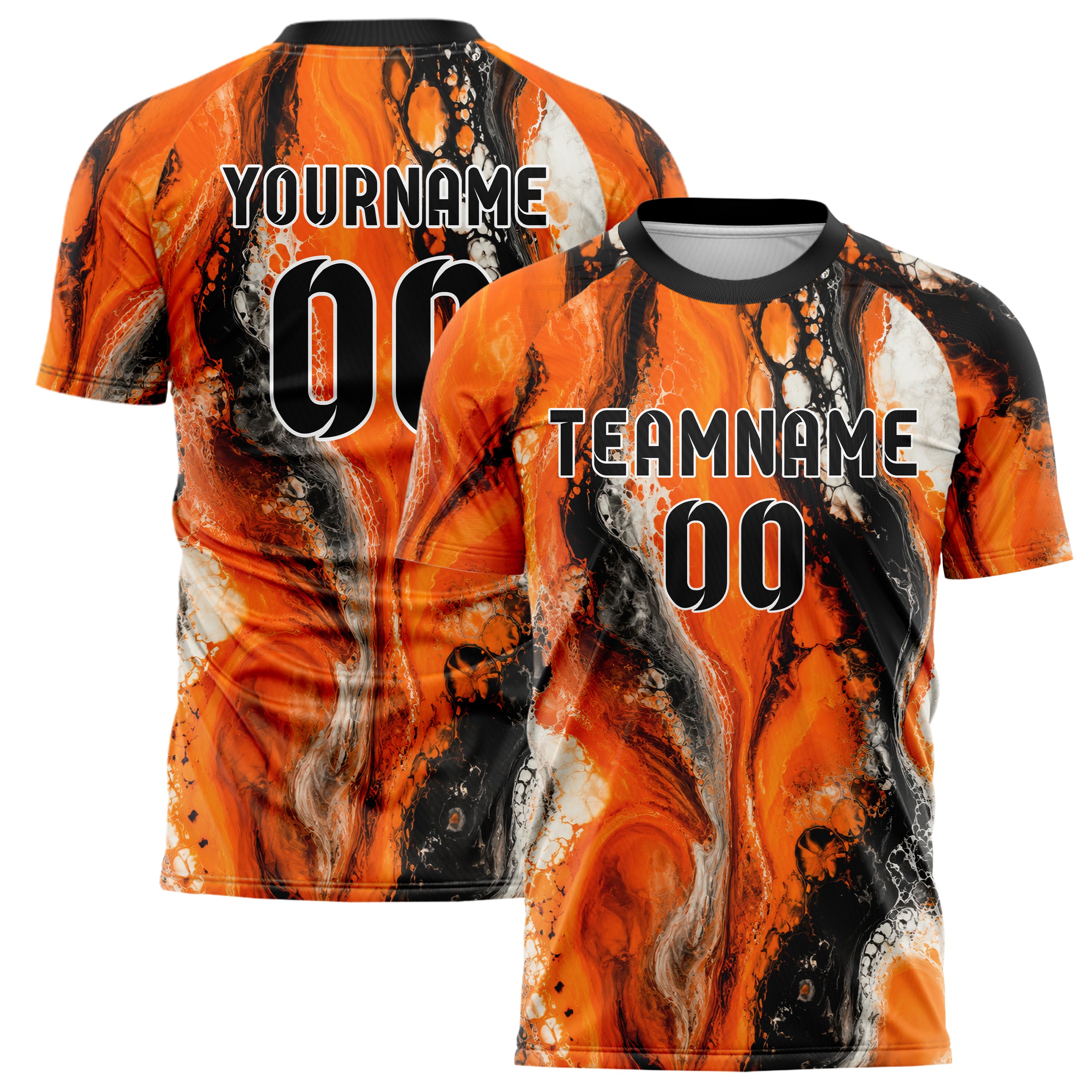 Orange lebendiges Marmor Ribbon Pools Design 14-0022 individuelles Fußballtrikot main