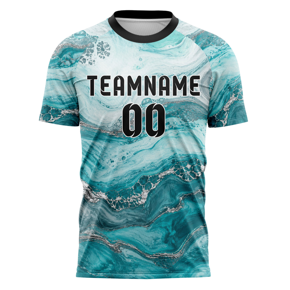 Aqua klassisches Marmor Acrylic Pour Design 14-0041 individuelles Fußballtrikot front