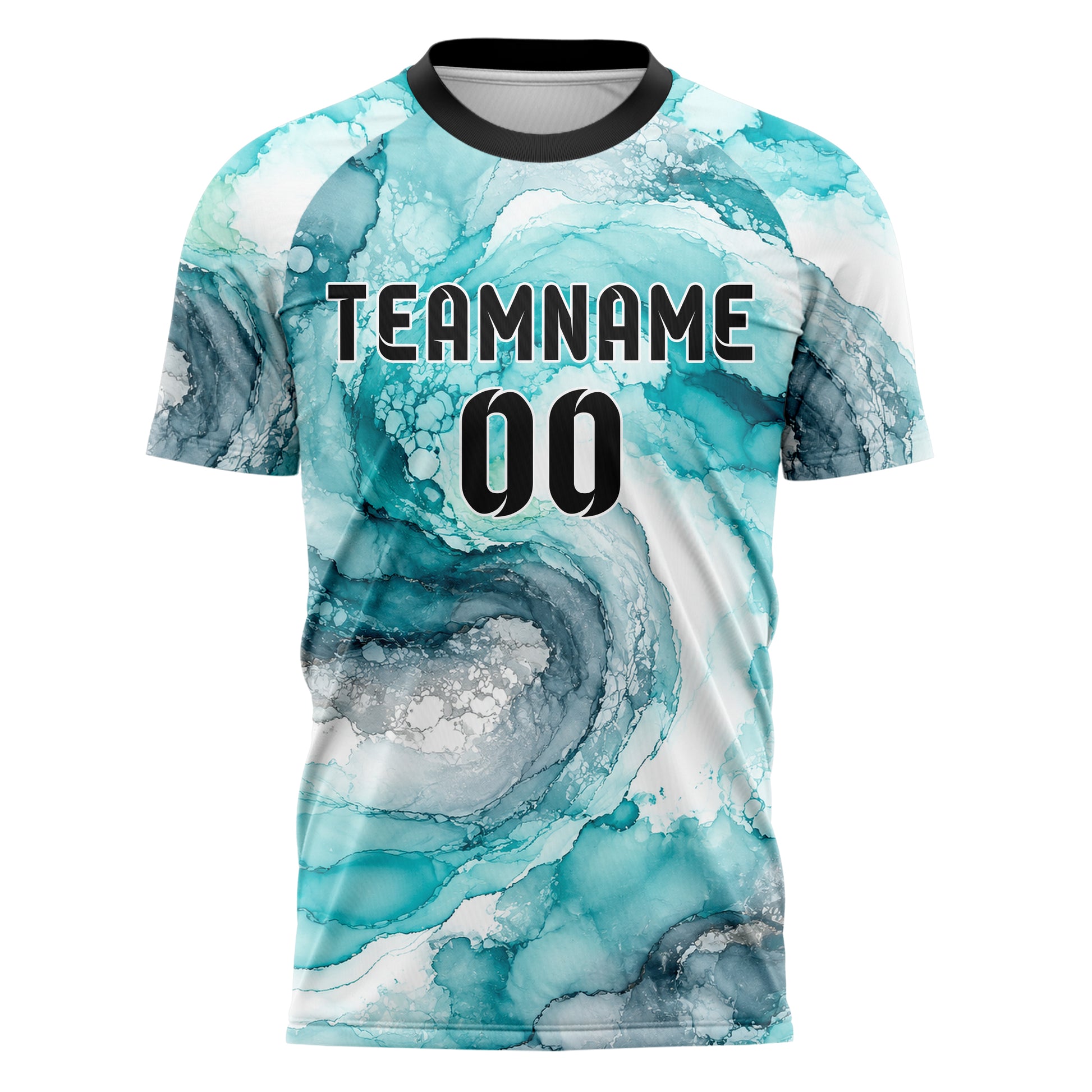 Aqua klassisches Marmor Alcohol Ink Water Design 14-0044 individuelles Fußballtrikot front
