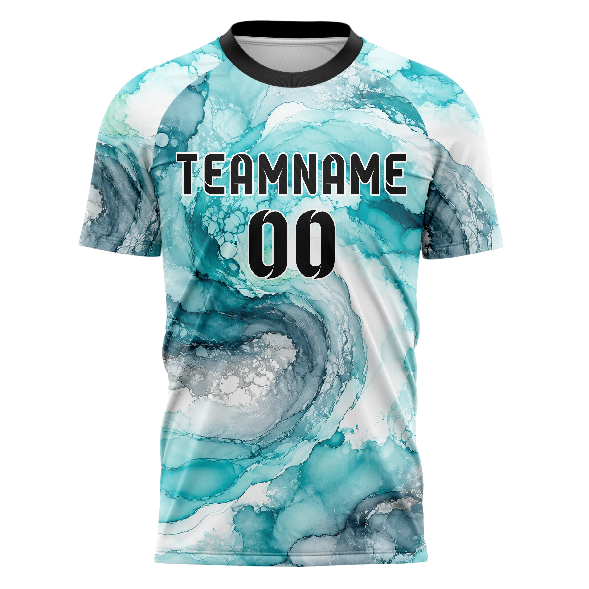 Aqua klassisches Marmor Alcohol Ink Water Design 14-0044 individuelles Fußballtrikot front