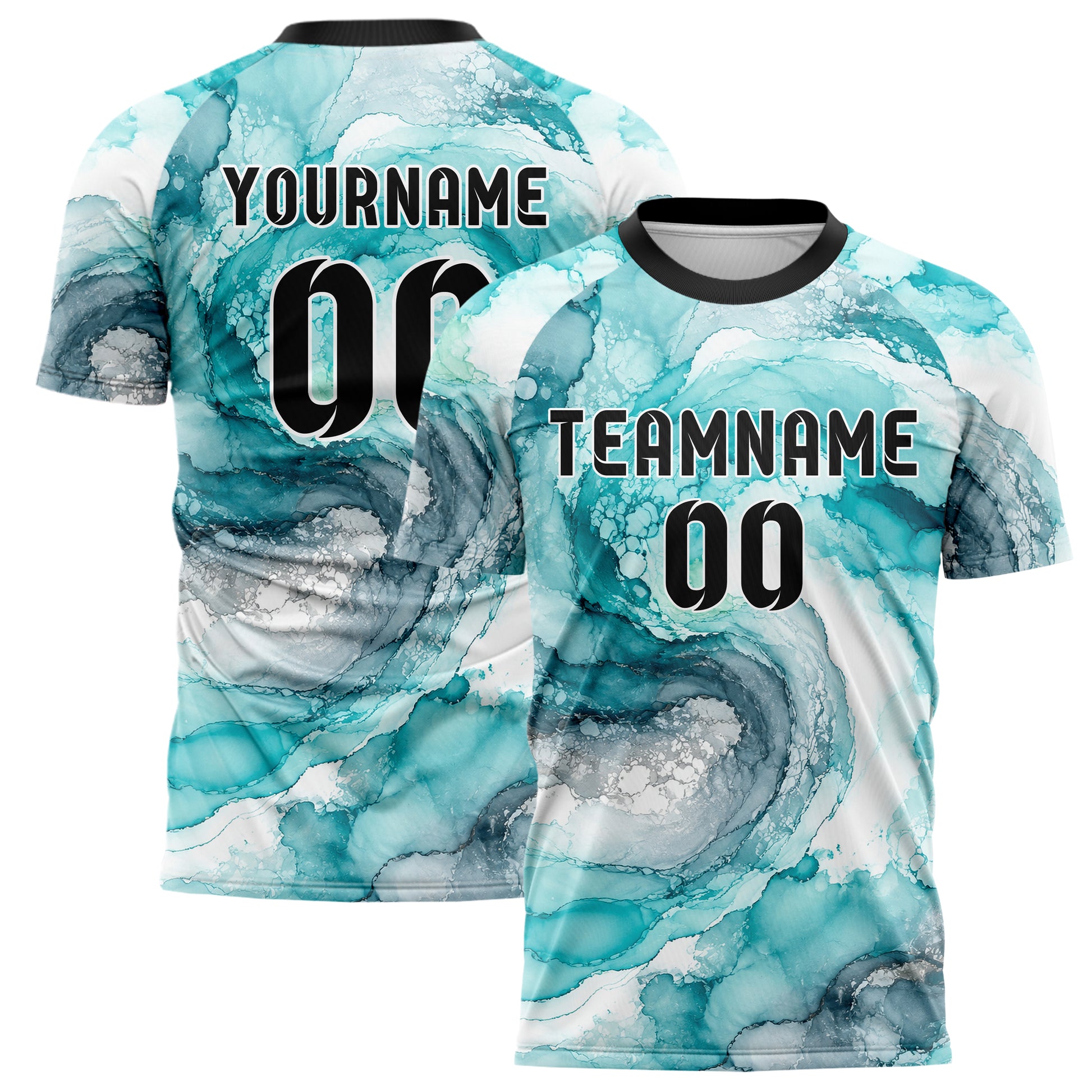 Aqua klassisches Marmor Alcohol Ink Water Design 14-0044 individuelles Fußballtrikot main