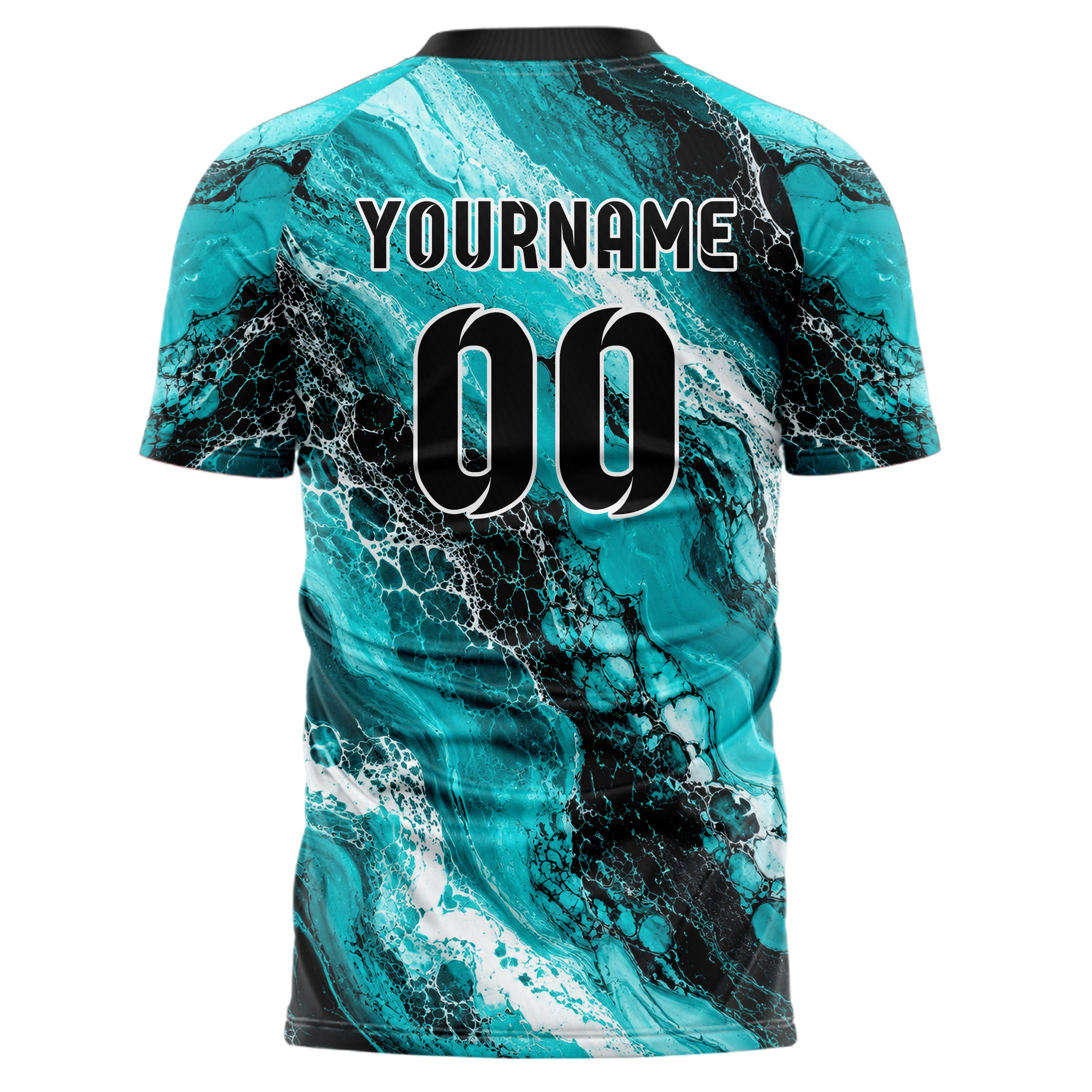 Cyan lebendiges Marmor Luxury Marble Veins Design 14-0027 individuelles Fußballtrikot back