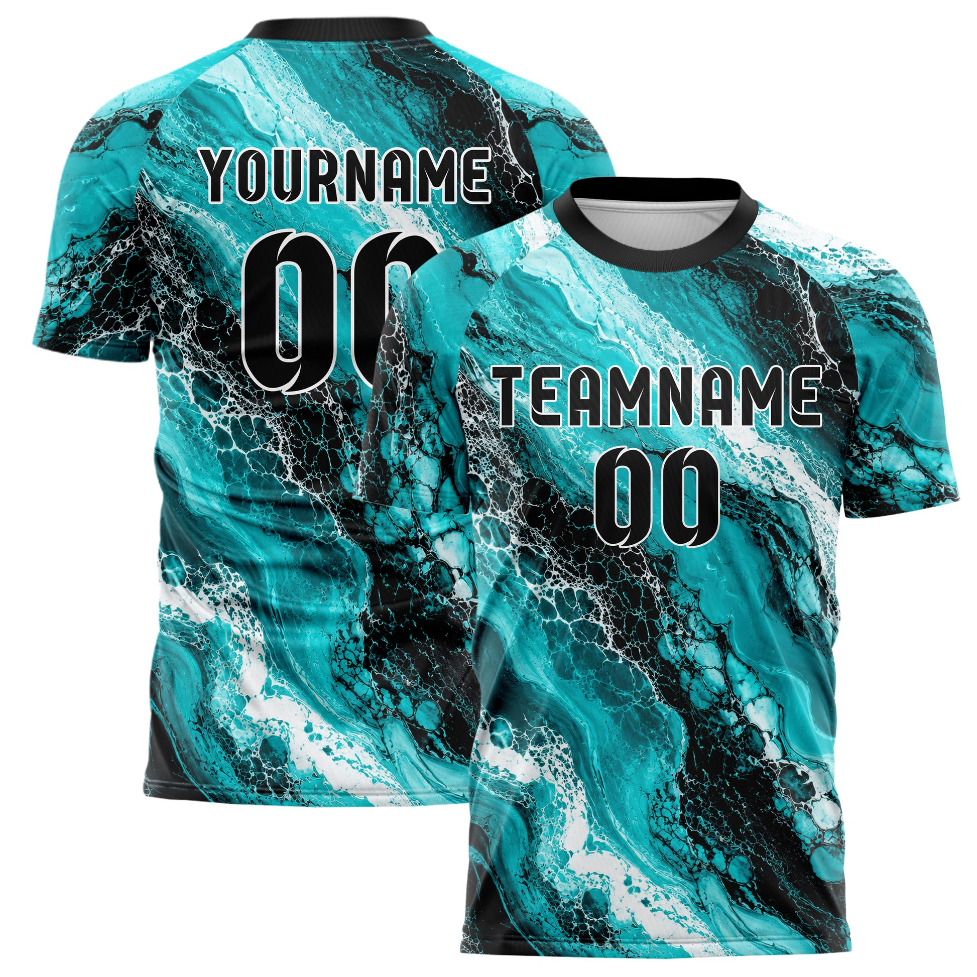 Cyan lebendiges Marmor Luxury Marble Veins Design 14-0027 individuelles Fußballtrikot main