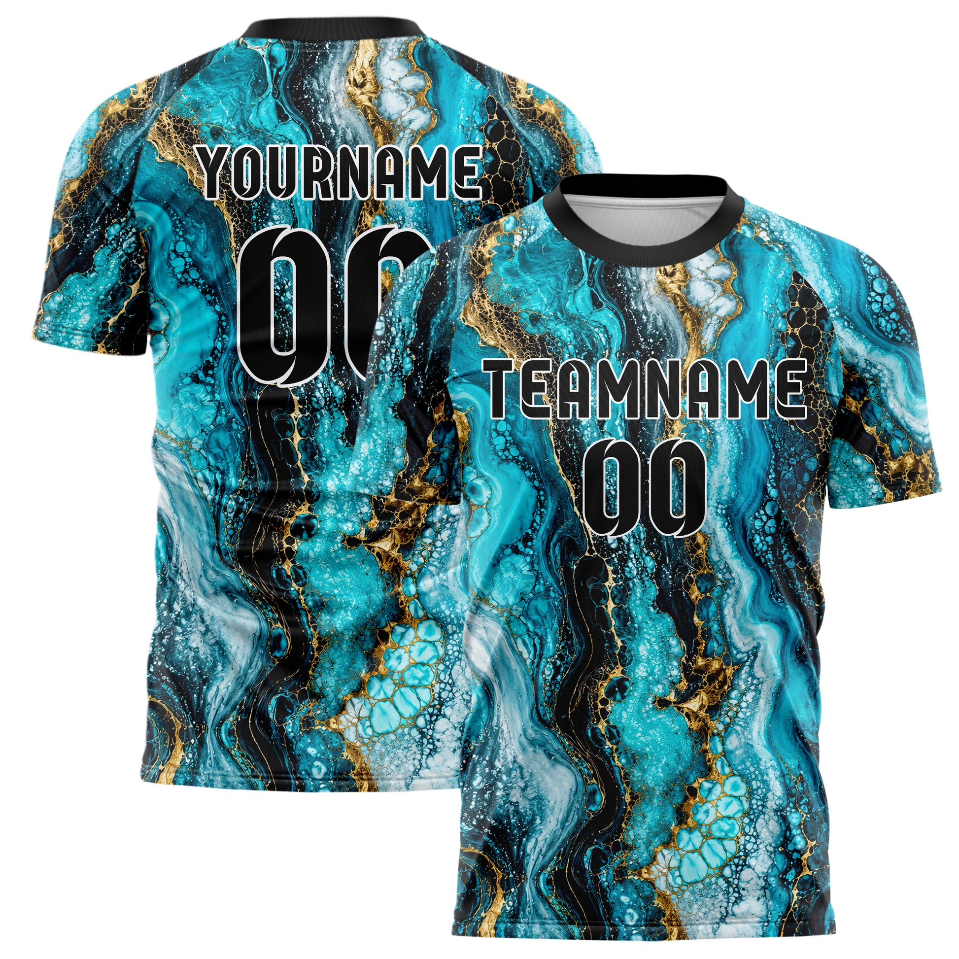 Cyan lebendiges Marmor Luxury Marble Veins Design 14-0033 individuelles Fußballtrikot main