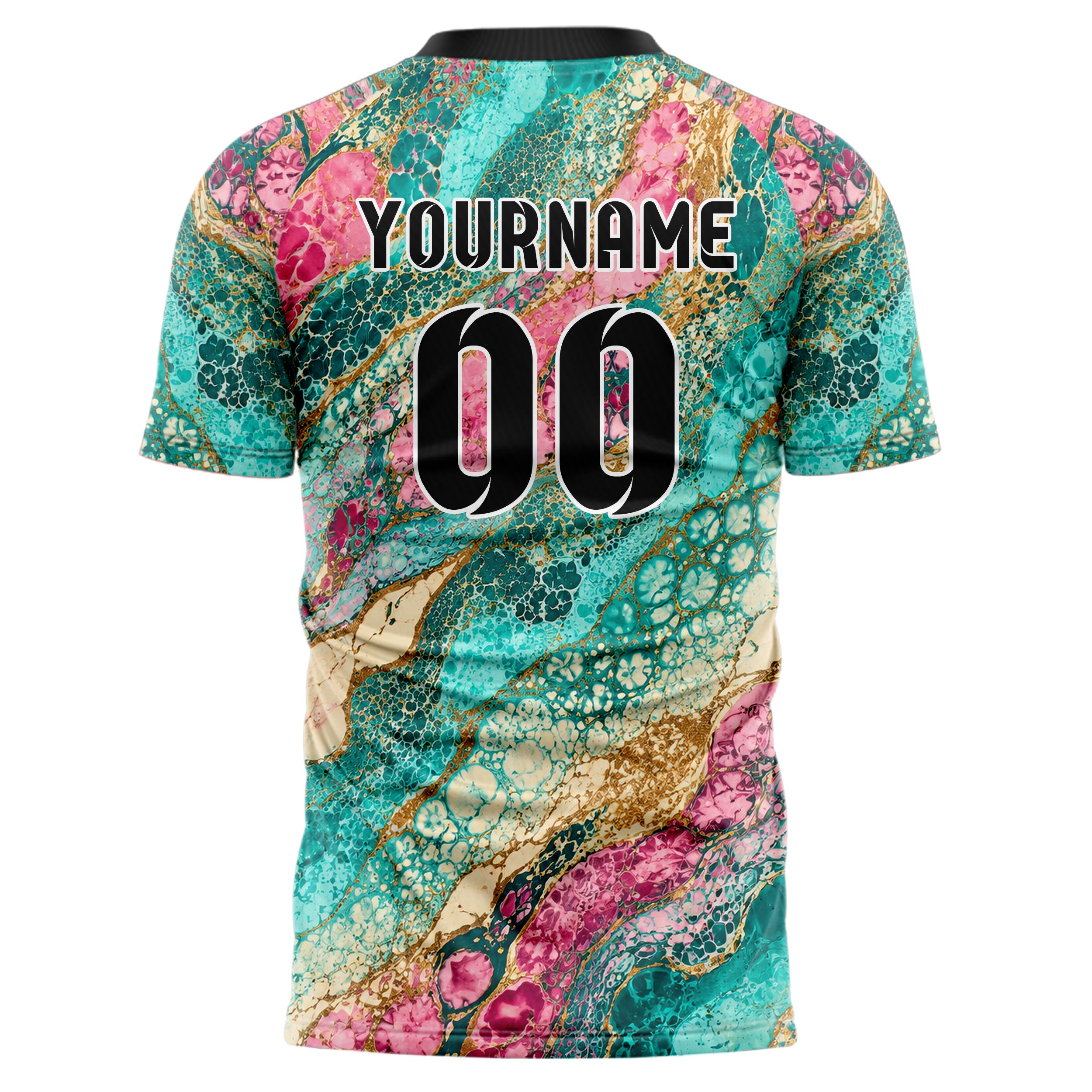 Petrol lebendiges Marmor Liquid Cells Design 14-0013 individuelles Fußballtrikot back