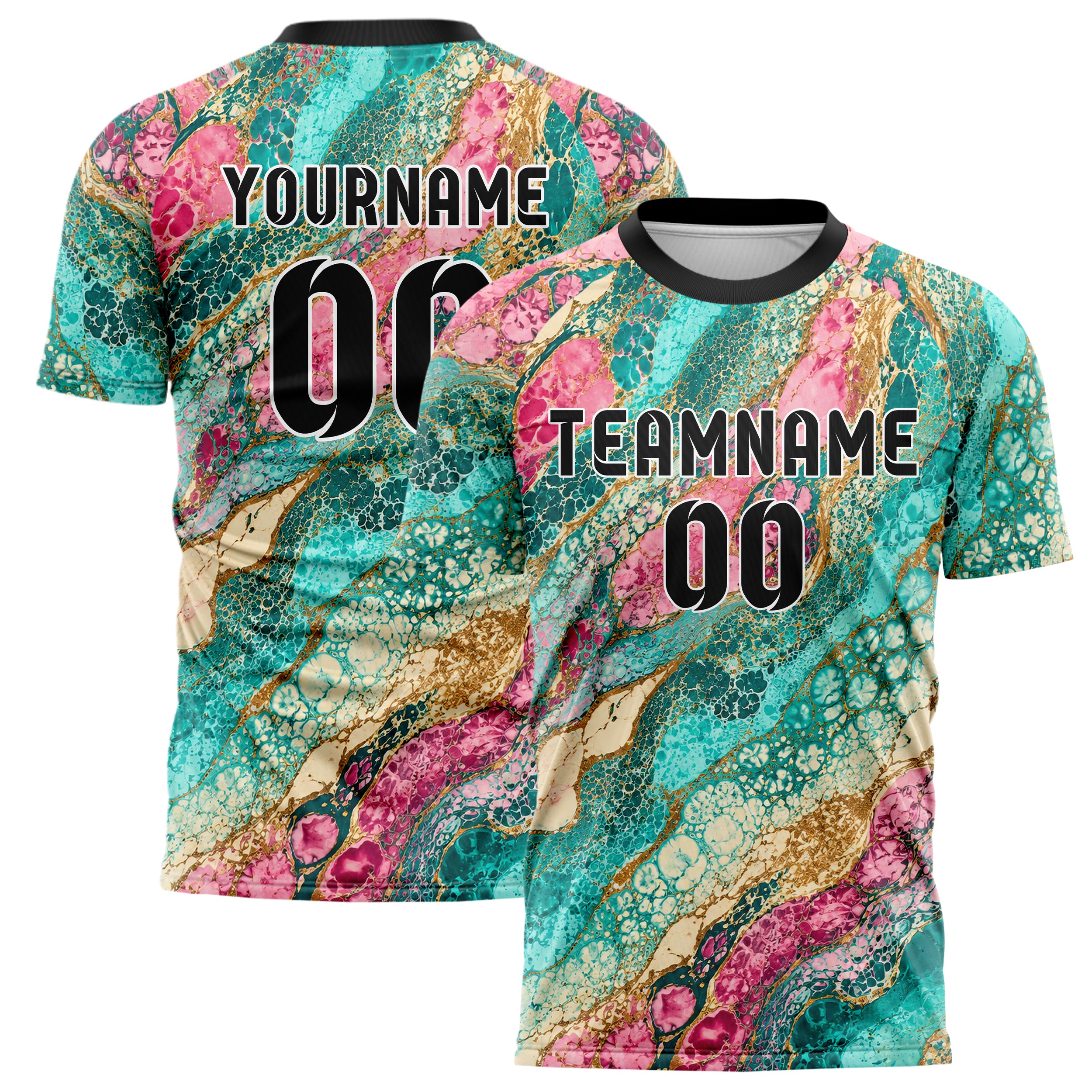 Petrol lebendiges Marmor Liquid Cells Design 14-0013 individuelles Fußballtrikot main