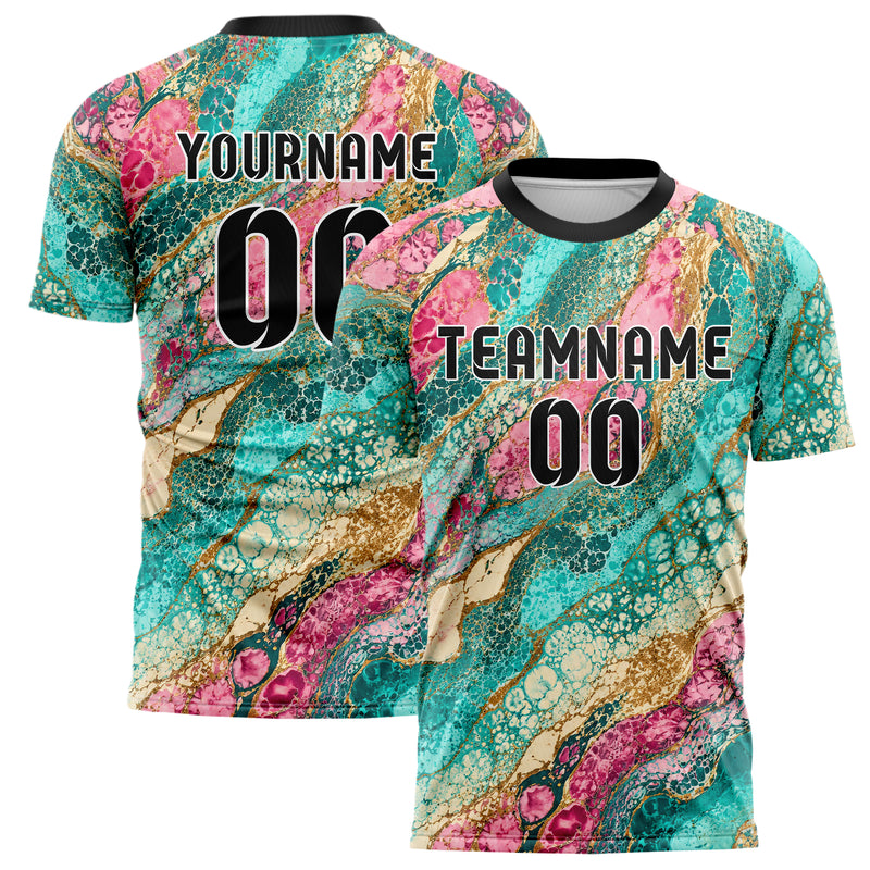 Petrol lebendiges Marmor Liquid Cells Design 14-0013 individuelles Fußballtrikot main