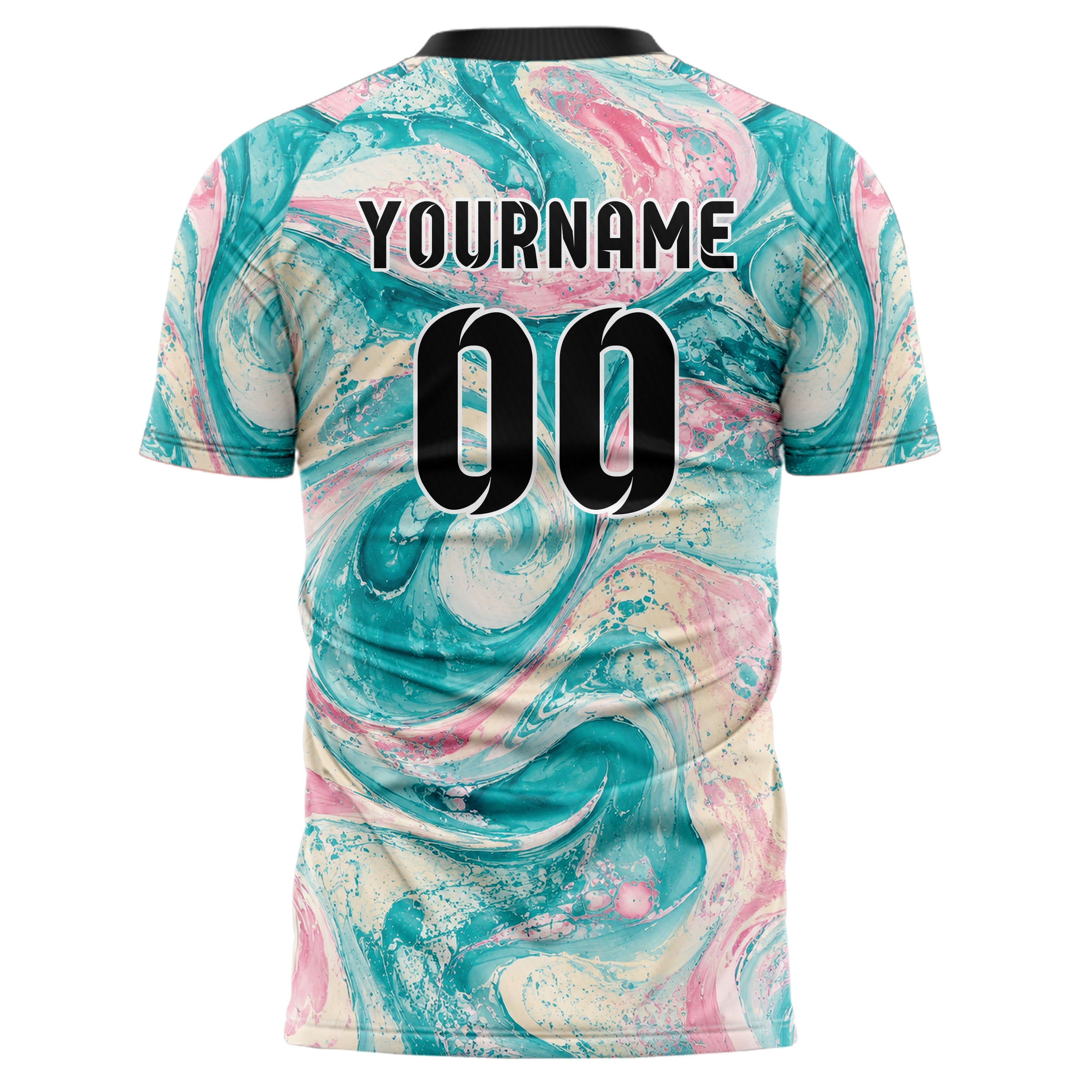 Petrol lebendiges Marmor Ribbon Pools Design 14-0004 individuelles Fußballtrikot back